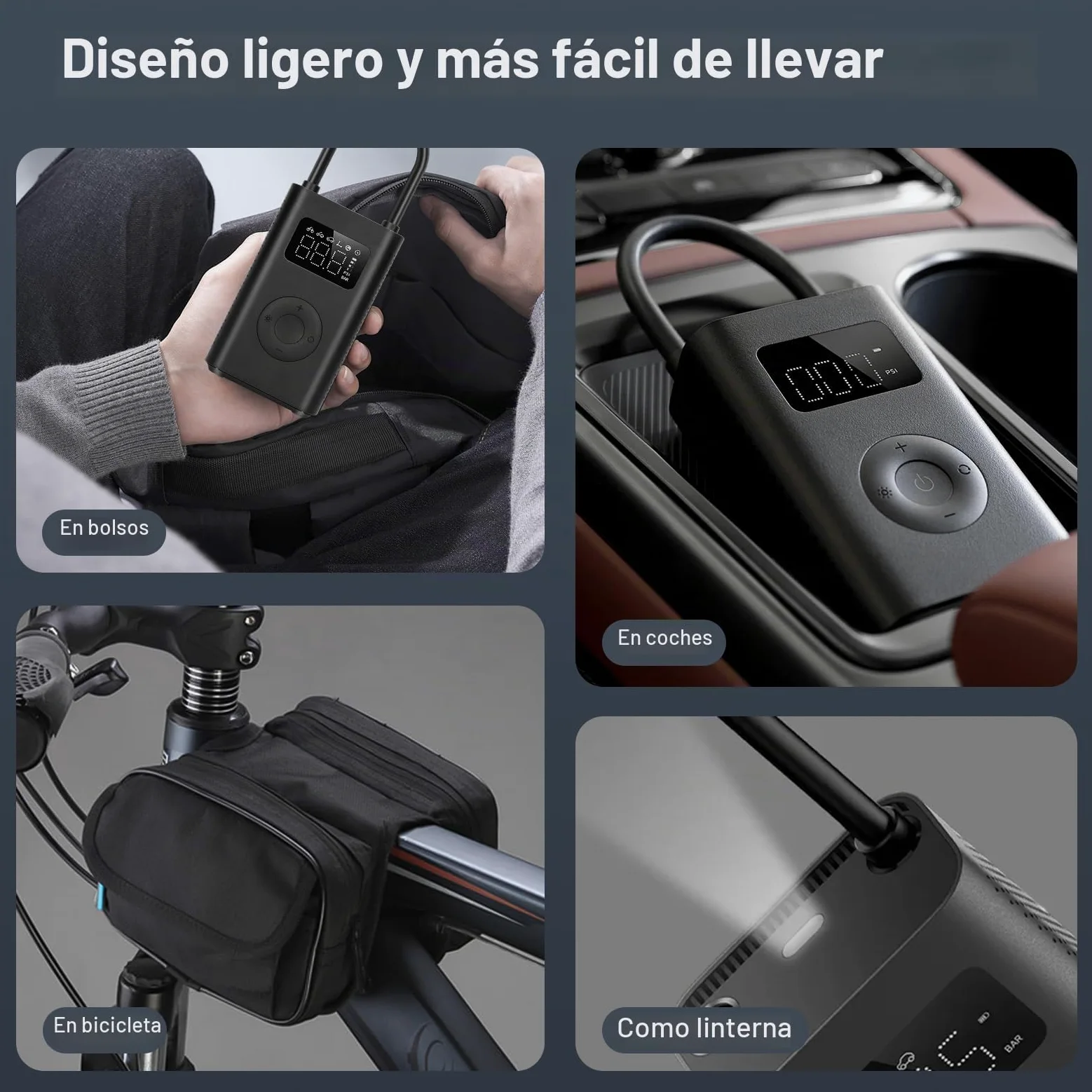 XIAOMI Compresor Aire Portatil 2, Inflador Electrico de 6 Modos, 150 PSI, Batería de 2000 mAh, Pantalla LED, Apto para Coches, Bicicletas, Motocicletas, Scooters y Balones