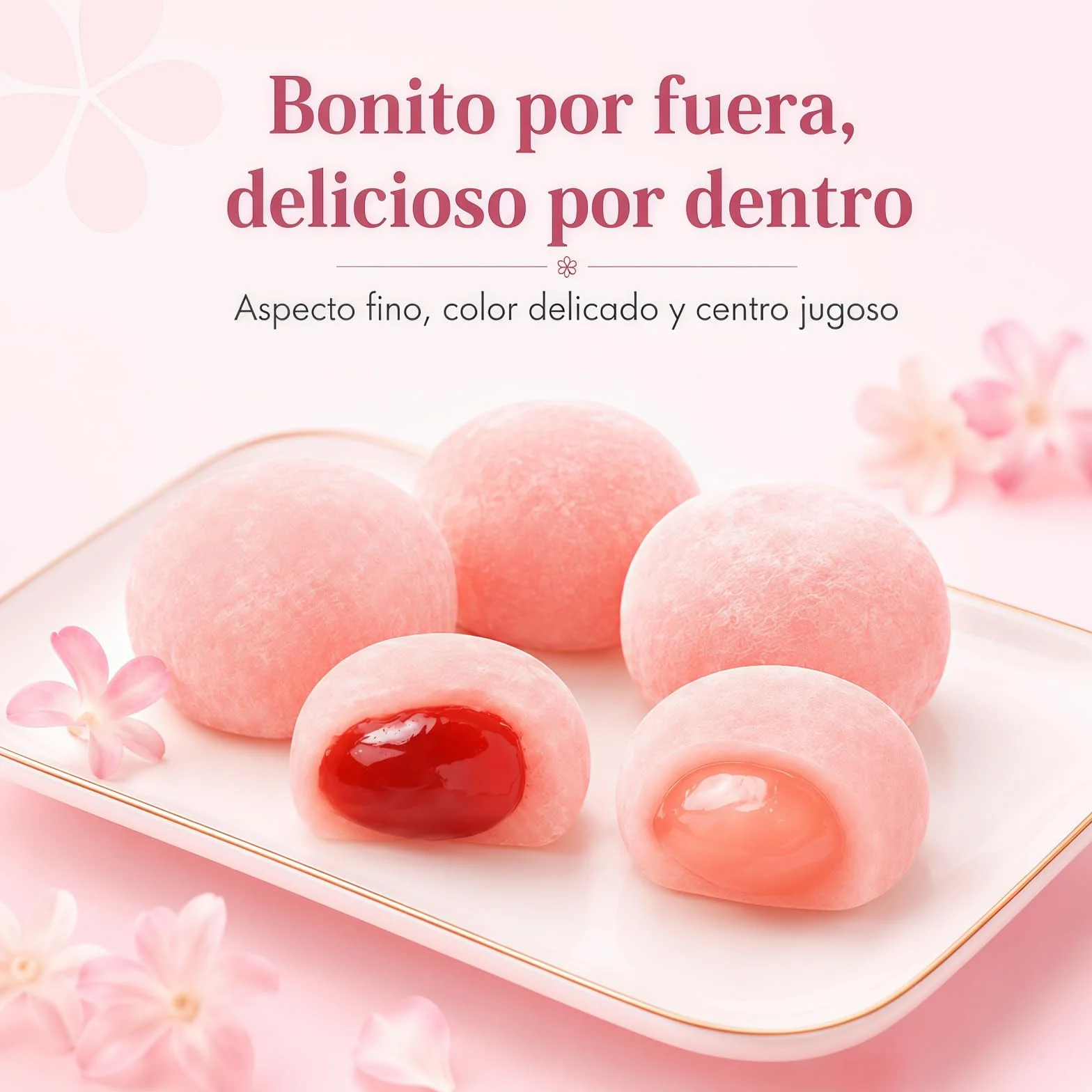 Mochi Asiático De Arroz Glutinoso Dulce Japonés Suave Y Masticable Postre Tradicional Oriental 120 G 6 Unidades Sabor Fresa