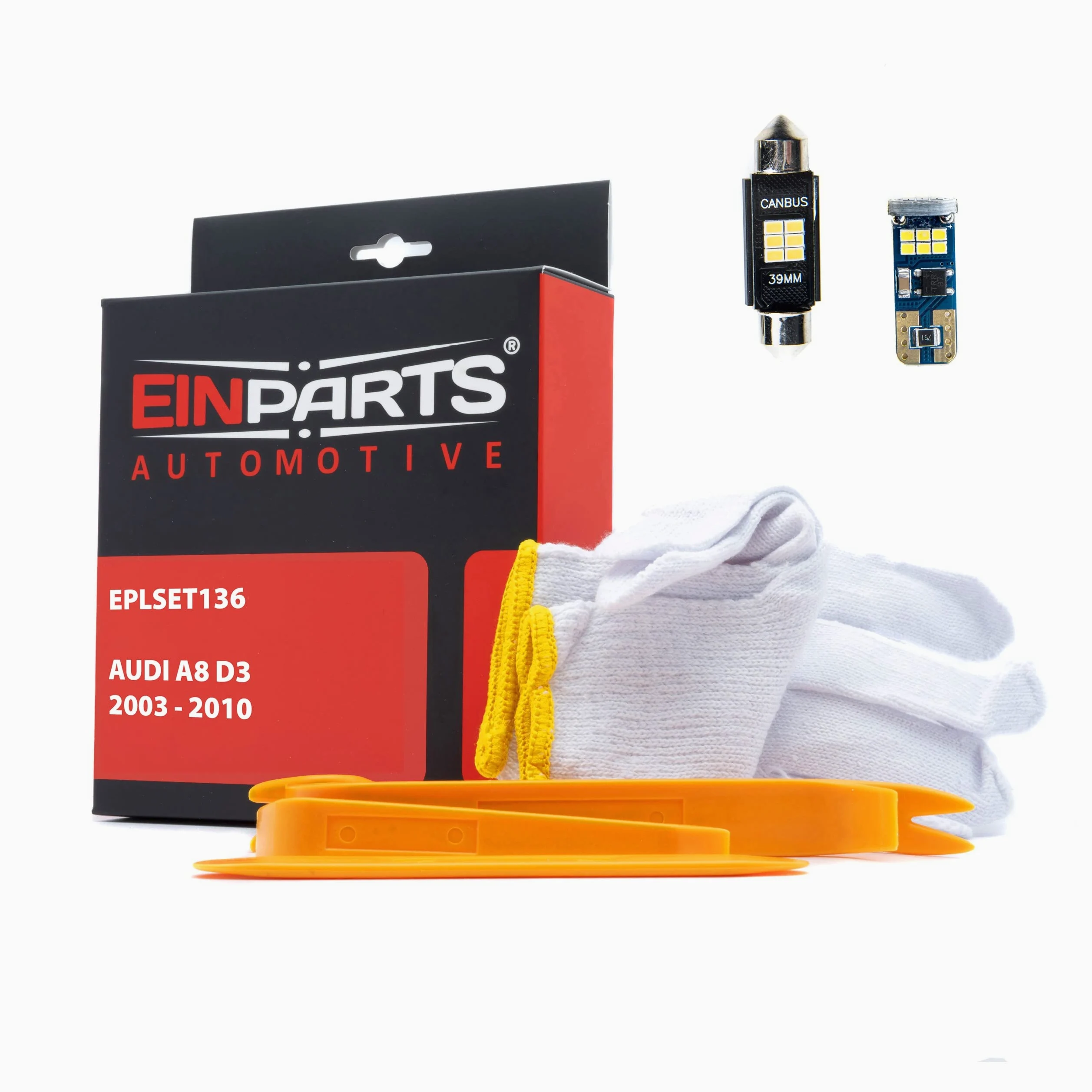 EinParts Juego de Bombillas LED para Coche, Sin errores Can-Bus, para interior de coche especifico para Audi A8 D3 2003-2010, 18 piezas