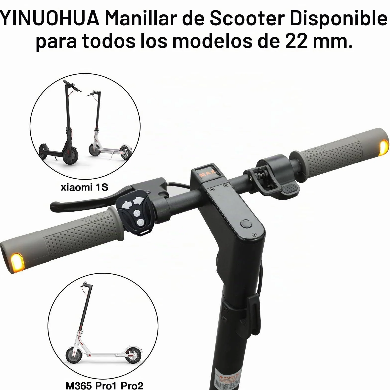 E Scooter Intermitente con Luz Manillar, Carga Inalámbrica en Empuñadura y Mando a Distancia para Xiaomi M365 Pro1 Pro2, Ninebot Max G30 G30D