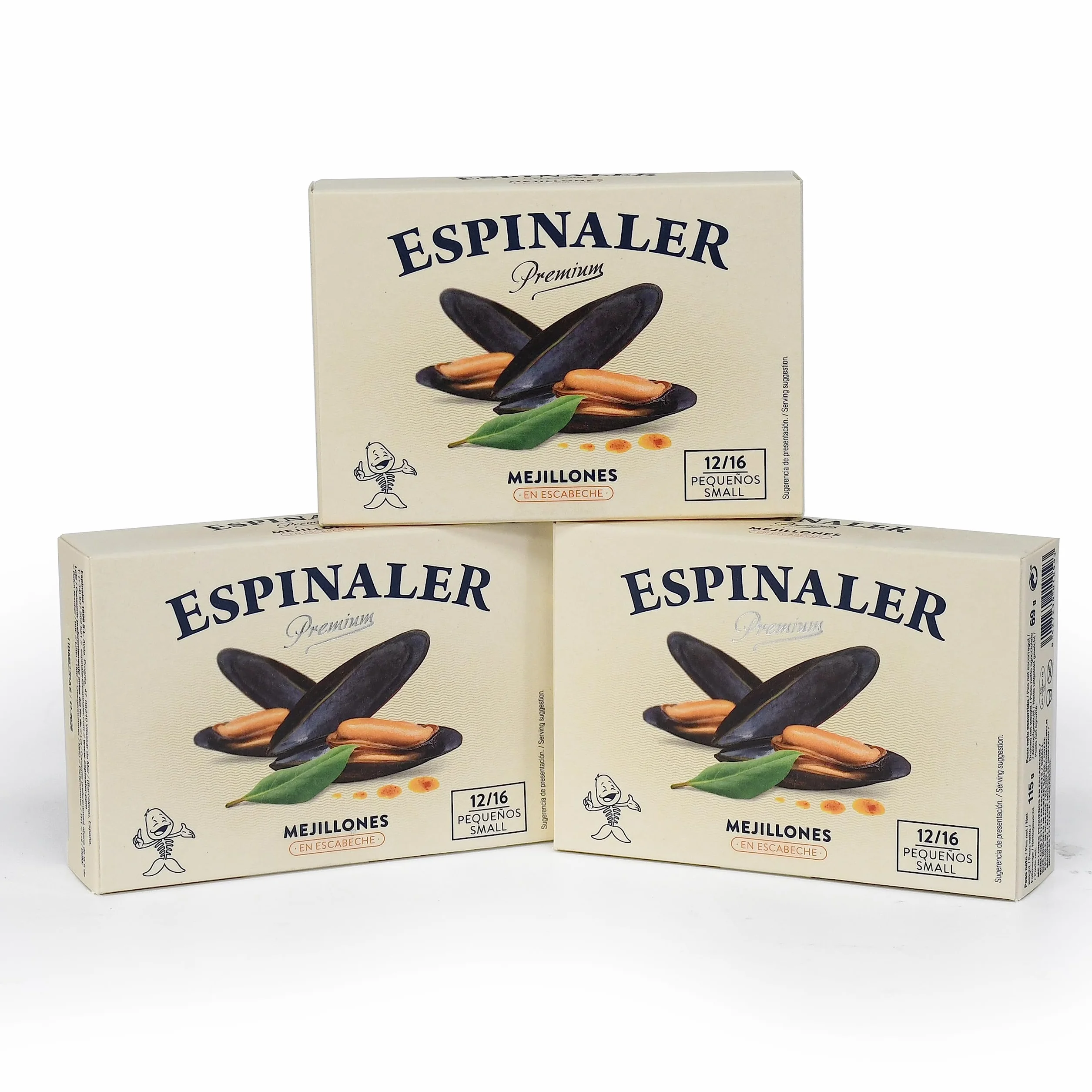 Espinaler Mejillones Premium en Escabeche Pack 3 Latas 12-16 Piezas Conservas Gourmet
