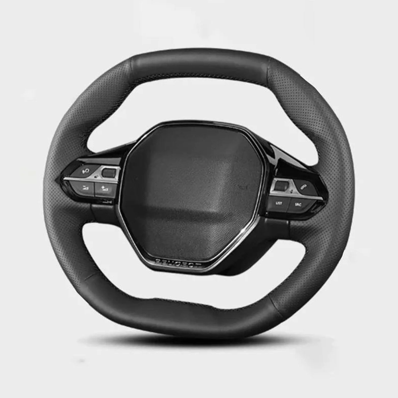 Tapa del Cubo del Volante Funda para Volante de Coche para Peugeot E-208 2020 508 208 3008 4008 5008 2016-2020 Funda de Volante de Cuero Cosida a Mano (Titanio)
