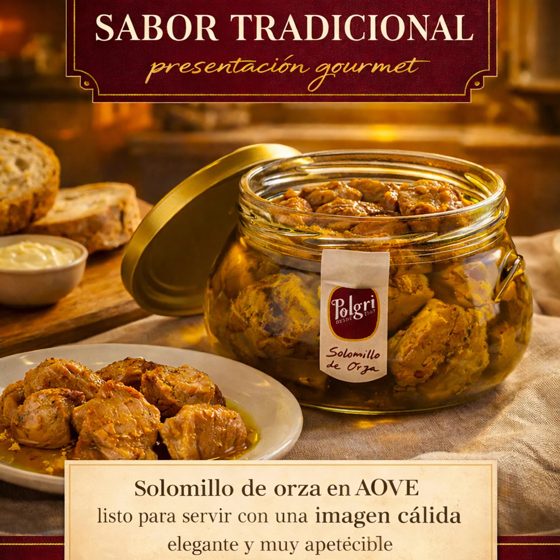 POLGRI Solomillo de Orza Lomo de Orza Conserva Gourmet de Cerdo en AOVE 850 ml Receta Manchega Tradicional