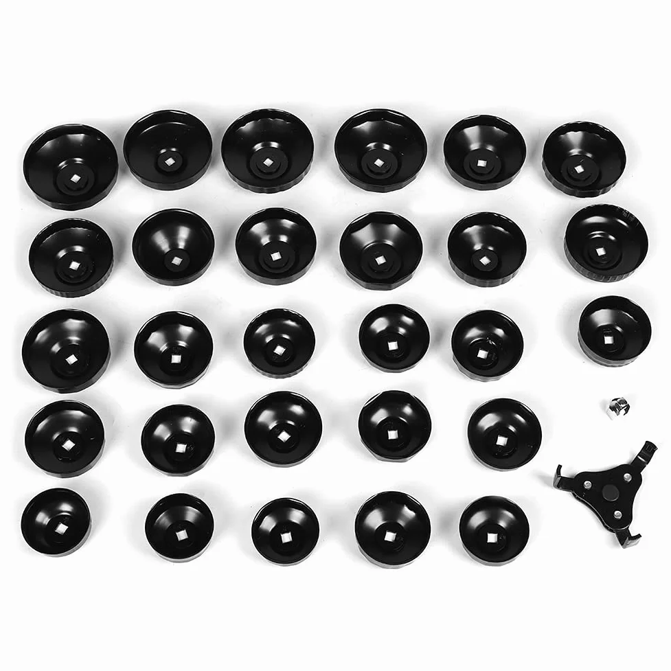 Paquete de 30 Llaves de Filtro de Aceite Profesionales con Adaptador de Accionamiento de 3/8 "1/2" para