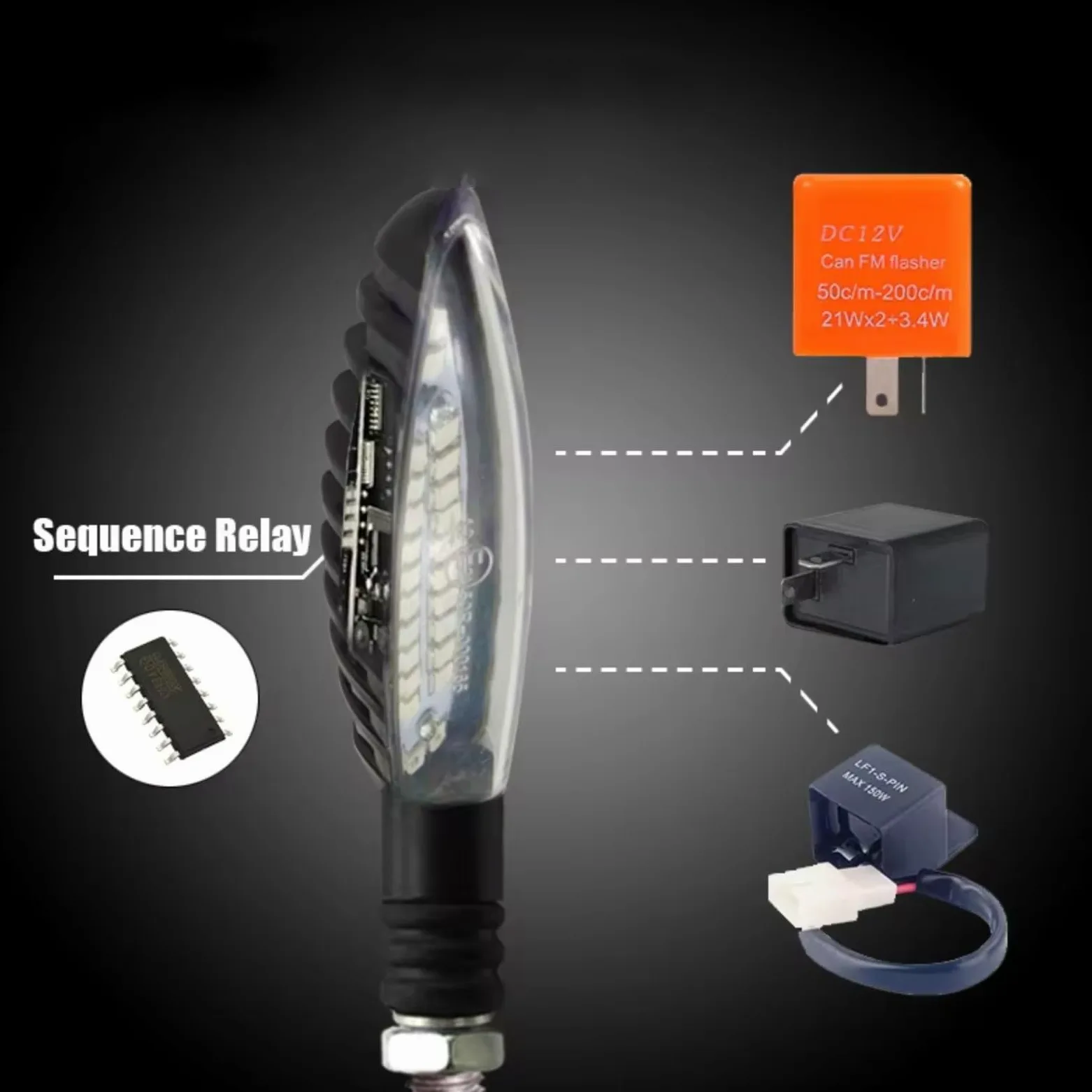Moto lndicadora Luces De Señal De Giro para Motocicletas EMark Universales con Relé Incorporado Luces Intermitentes Impermeables E24 para Motocicletas