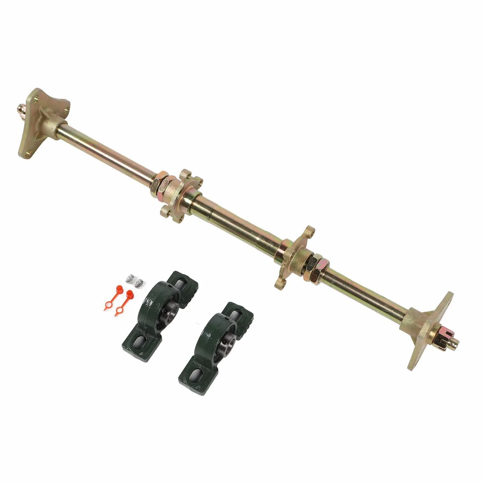 Kit de Eje Trasero Go Kart, Kit de Eje Trasero de 24 Pulgadas, Bujes de Metal Antiimpacto, Soportes de Fijación, Juego de Bridas para Vehículos Todo Terreno de 50 a 150 CC,