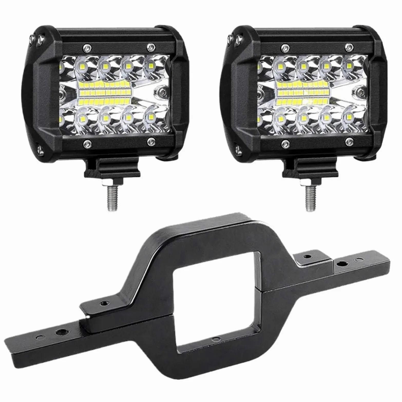 Bombilla Coche De Luz Trabajo LED 4 Pulgadas Bombilla LED | 2 Uds Barra Conducción Todoterreno 12-24V 2,5 Soporte Montaje Enganche Remolque