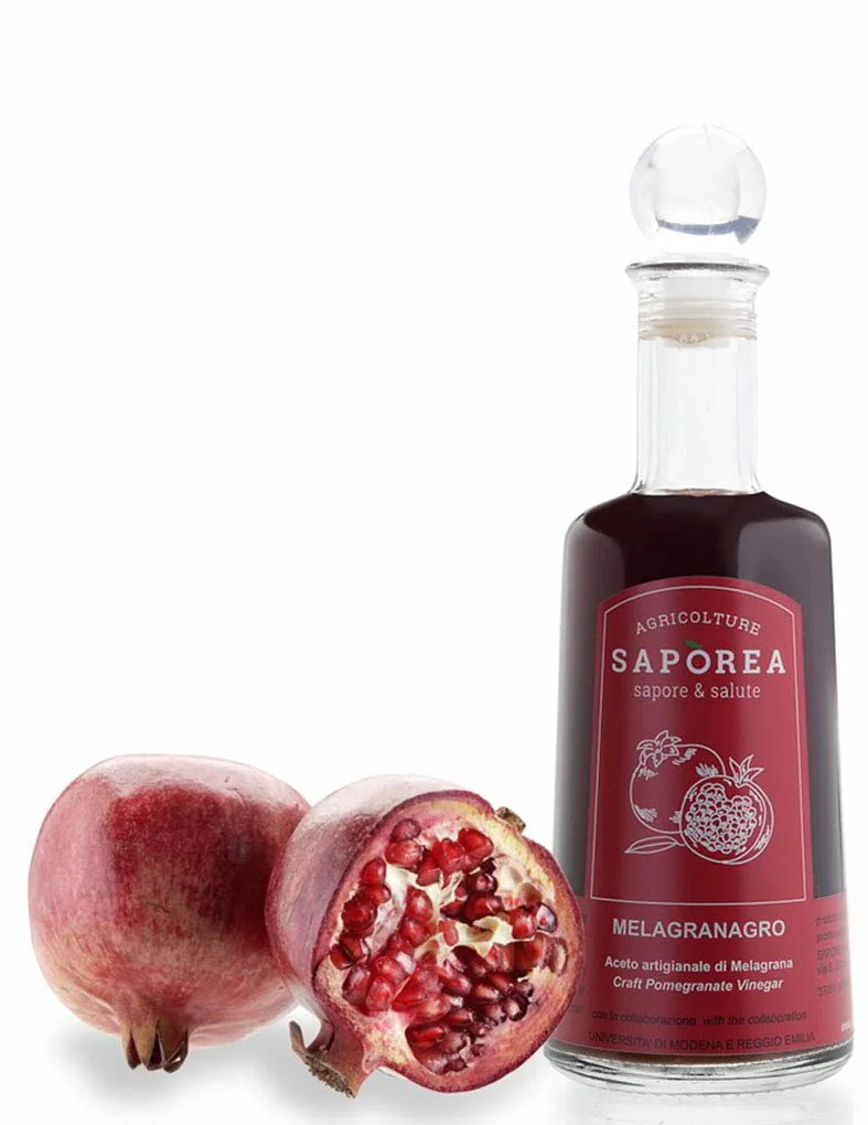 Vinagre de granada agridulce natural con acetificación espontánea lenta