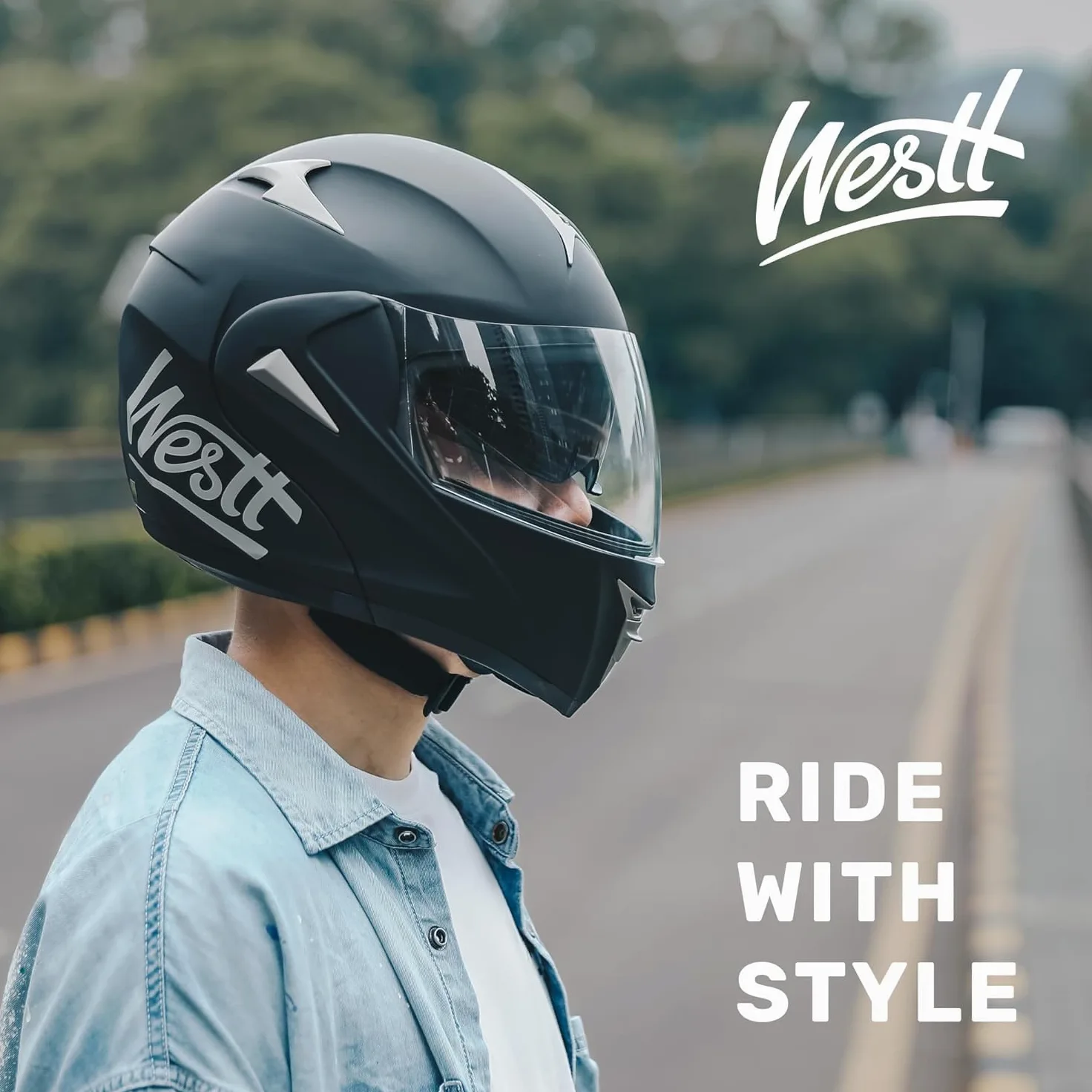 Westt Casco Modular Moto con certificación ECE 22.06 Casco Integral con Viseras Dobles, Casco de Moto para Hombre y Mujer, Casco Jet con mentonera y Forro Lavable, para Scooter, ciclomotore y Scooter
