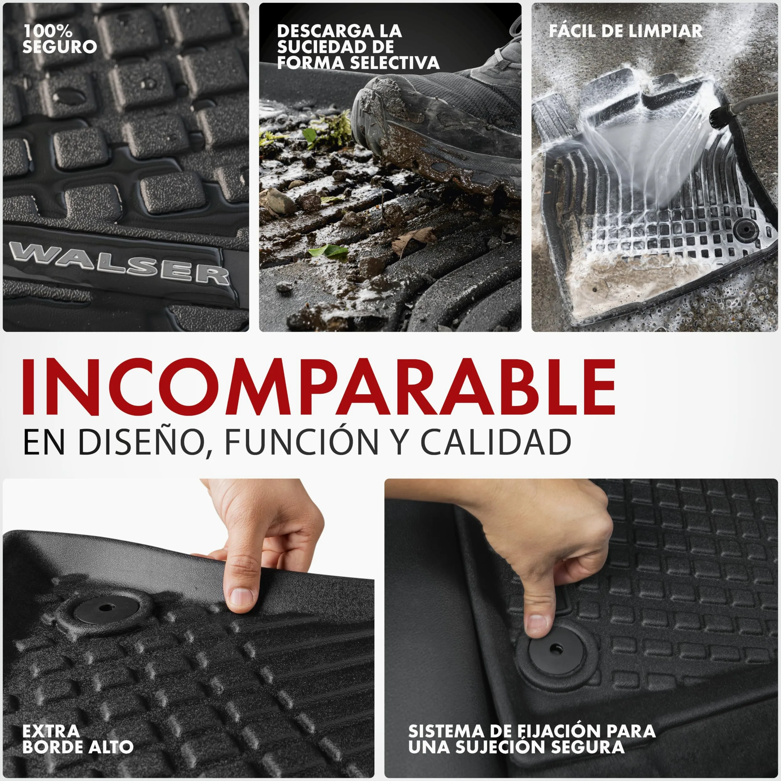 WALSER alfombrillas de coche premium compatibles con VW Multivan T6.1 2019-2024, alfombrillas de coche de goma 100% a medida - made in EU