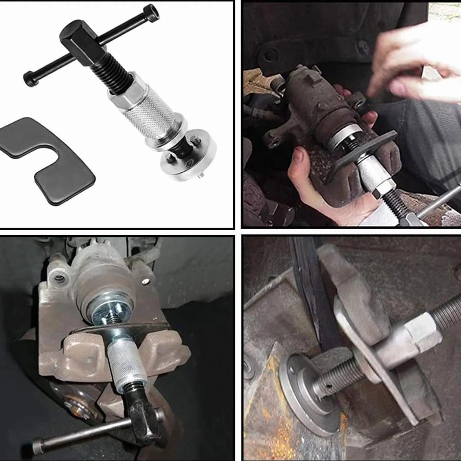 Rierousy Retractor de pistón de freno universal, herramienta de frenos, retractor de cilindro de freno, herramienta de frenos para vehículos, herramienta de retracción de frenos adecuada para una gran