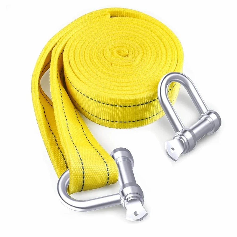 Cuerda de remolque Kit de correa de remolque de coche de alta resistencia Cable de remolque de 5 m / 5 toneladas Poliéster de alta resistencia, con extremos reforzados en bucle 2 ganchos de seguridad
