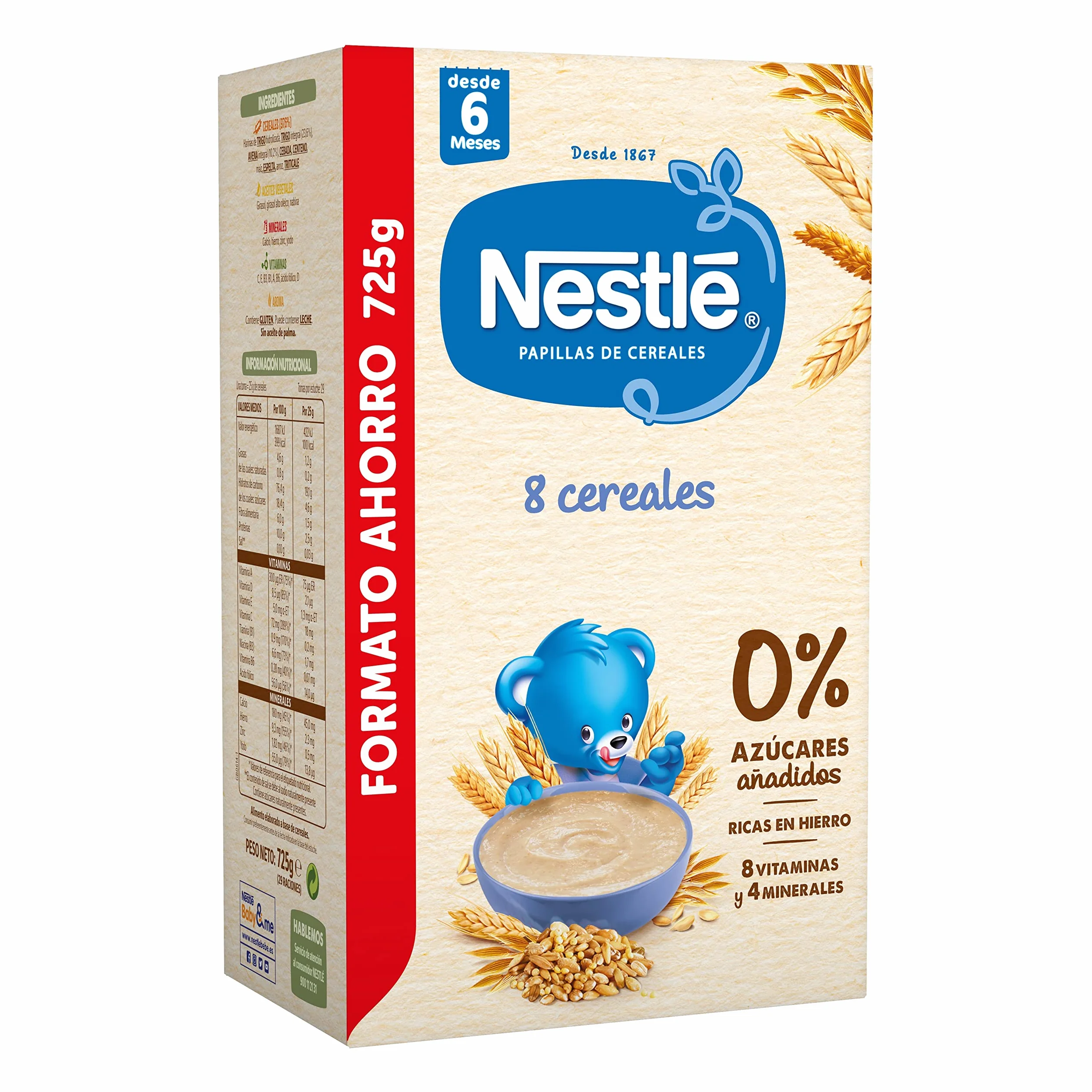 Nestle Papilla 8 Cereales, 725 g