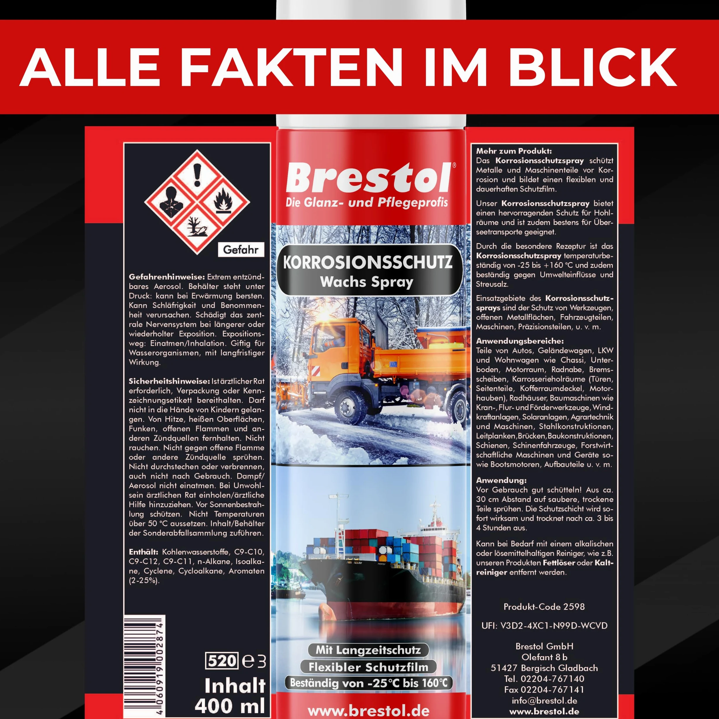BRESTOL 7576.3 - Spray de cera de protección contra la corrosión, 12 unidades de 400 ml