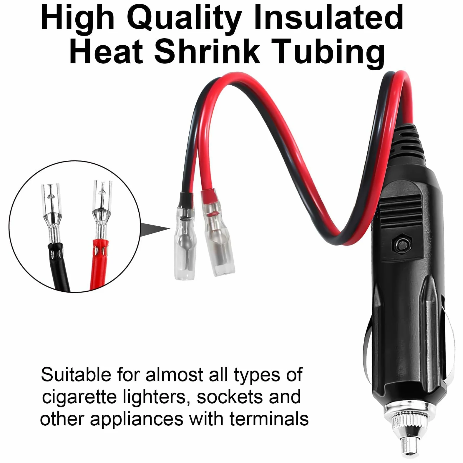 2Pz Encendedor de Cigarrillos Plug, Cable Conector Macho para Mechero de Coche de 12V-24V Enchufe de Mechero con Fusible Enchufe del Encendedor para Refrigeradores de Camiones, Reproductores de DVD