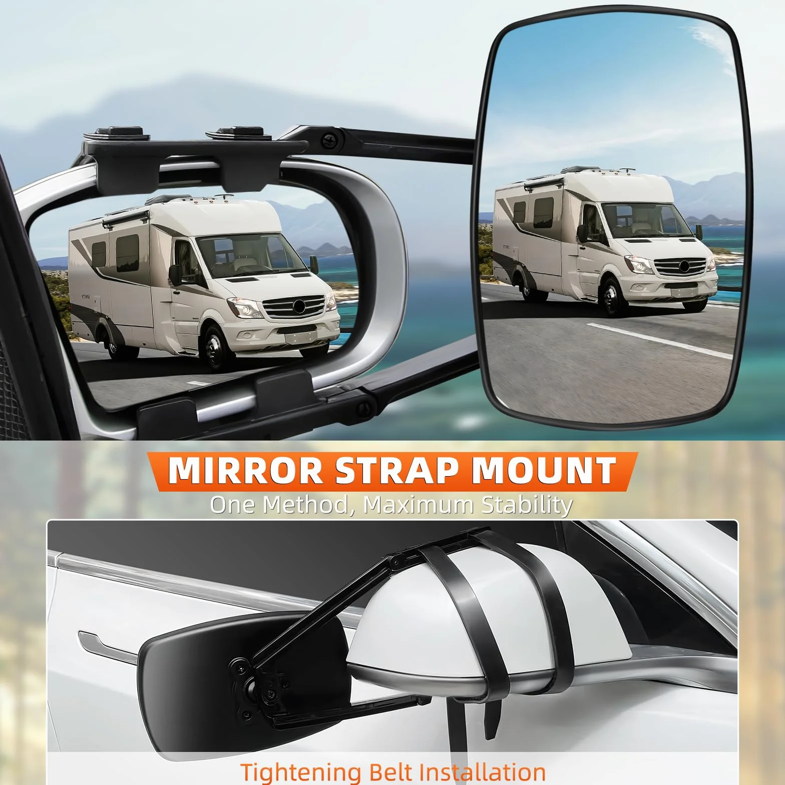 KAOLALI Espejos Caravana Coche, Retrovisores Caravana, 2Pcs Espejos de Remolque Towing, Espejo Retrovisor de Extensión, para Remolque Furgoneta Camion Universal
