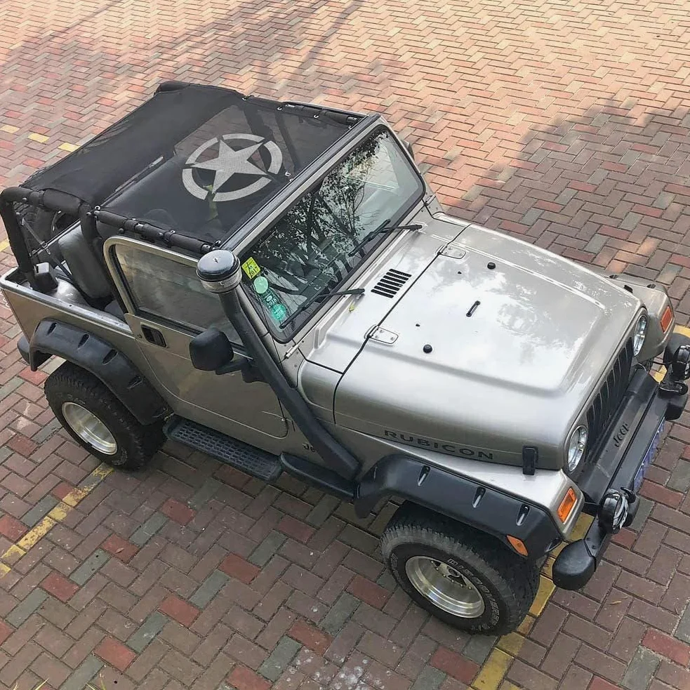 Cubierta de Malla Tipo Bikini Parasol con protección UV, Compatible con Accesorios Jeep Wrangler 1987-2006 YJ TJ, Estilo 5 Estrellas.