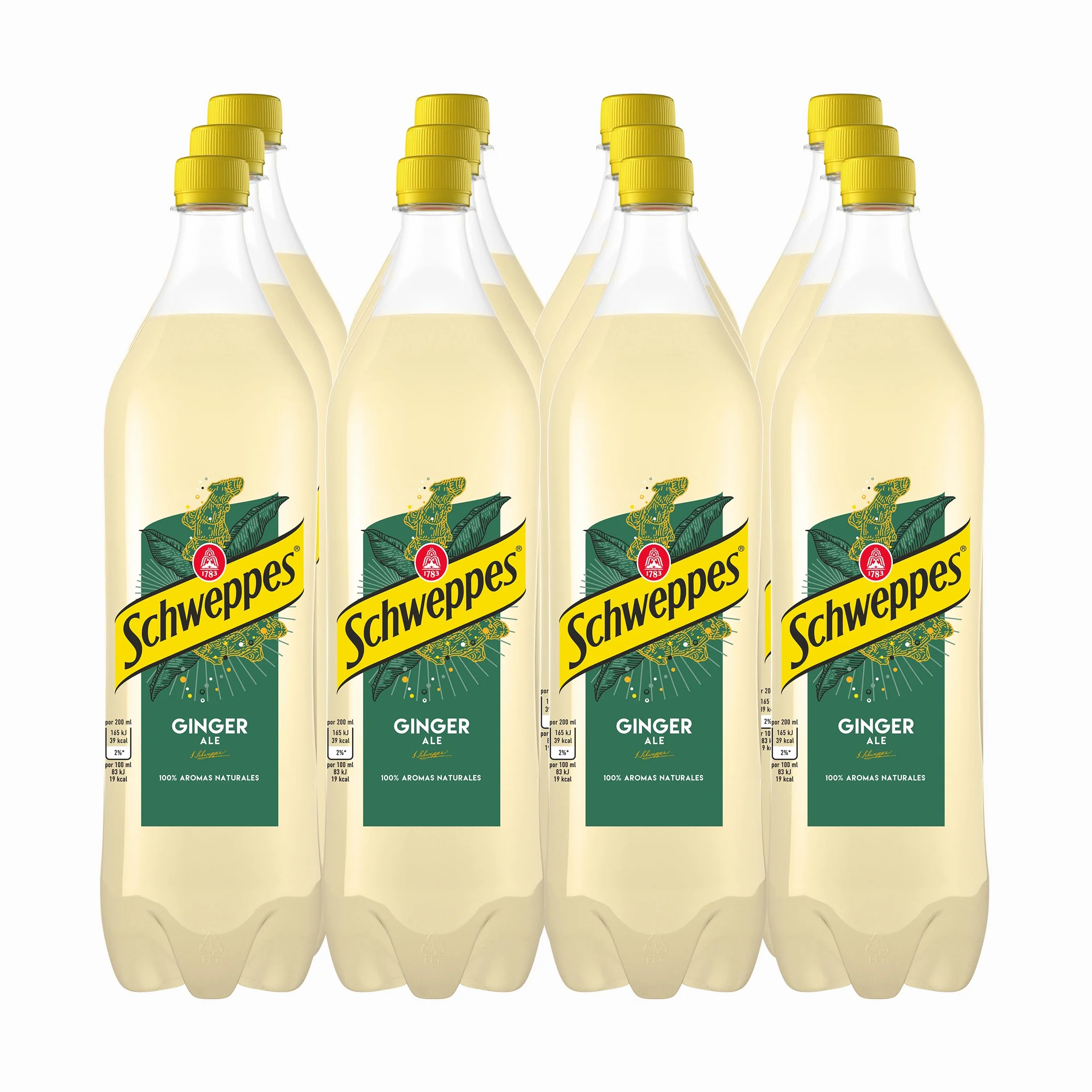 Schweppes Ginger Ale Bebida Jengibre Refrescante Botella PET Pack 12 x 1 L