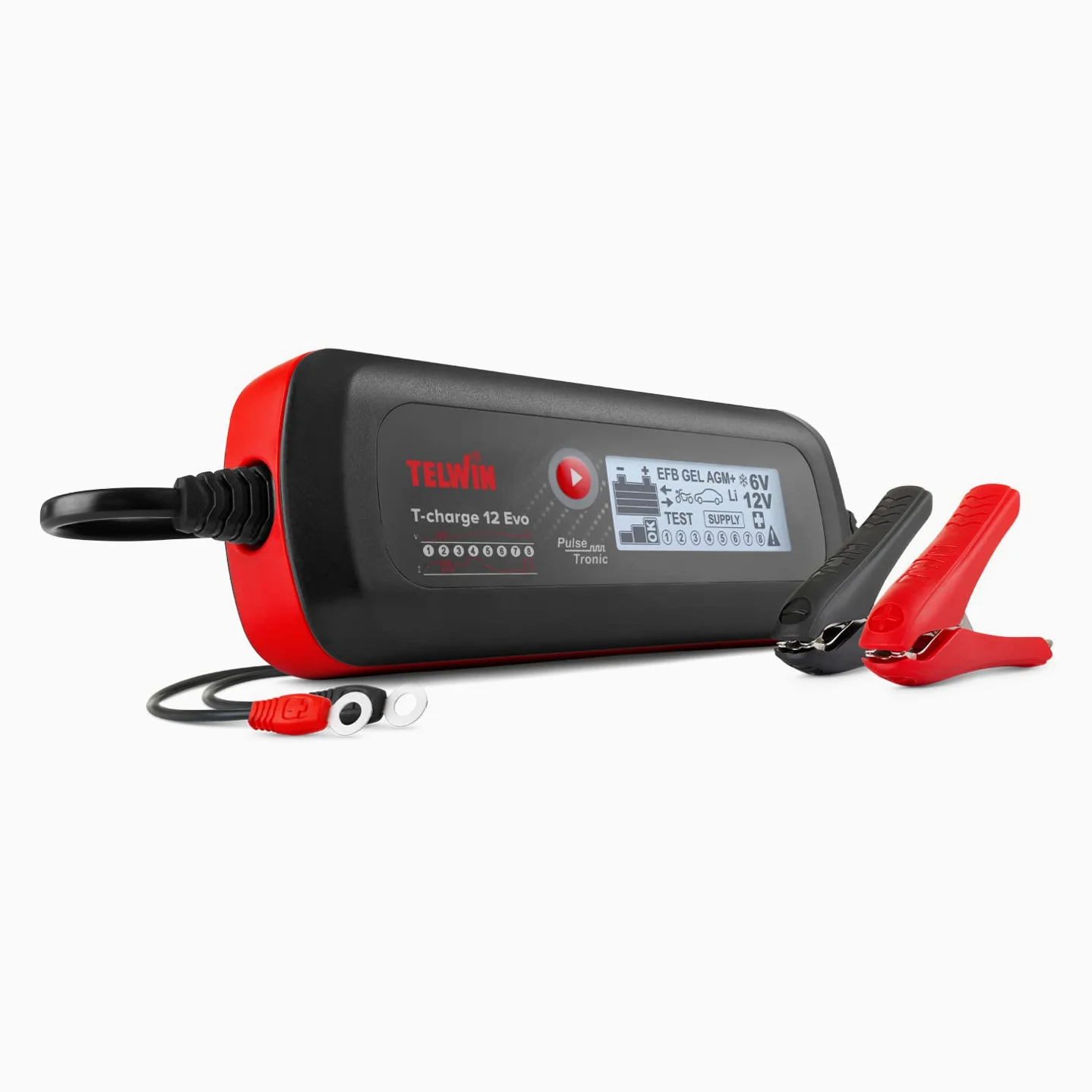 Telwin 807578 Cargador de baterías, mantenedor de carga y tester electrónico multifunción T-CHARGE 12 EVO