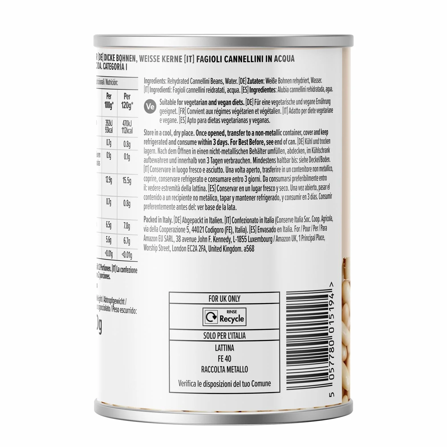 Amazon Alubia Cannellini Cocida, 400g