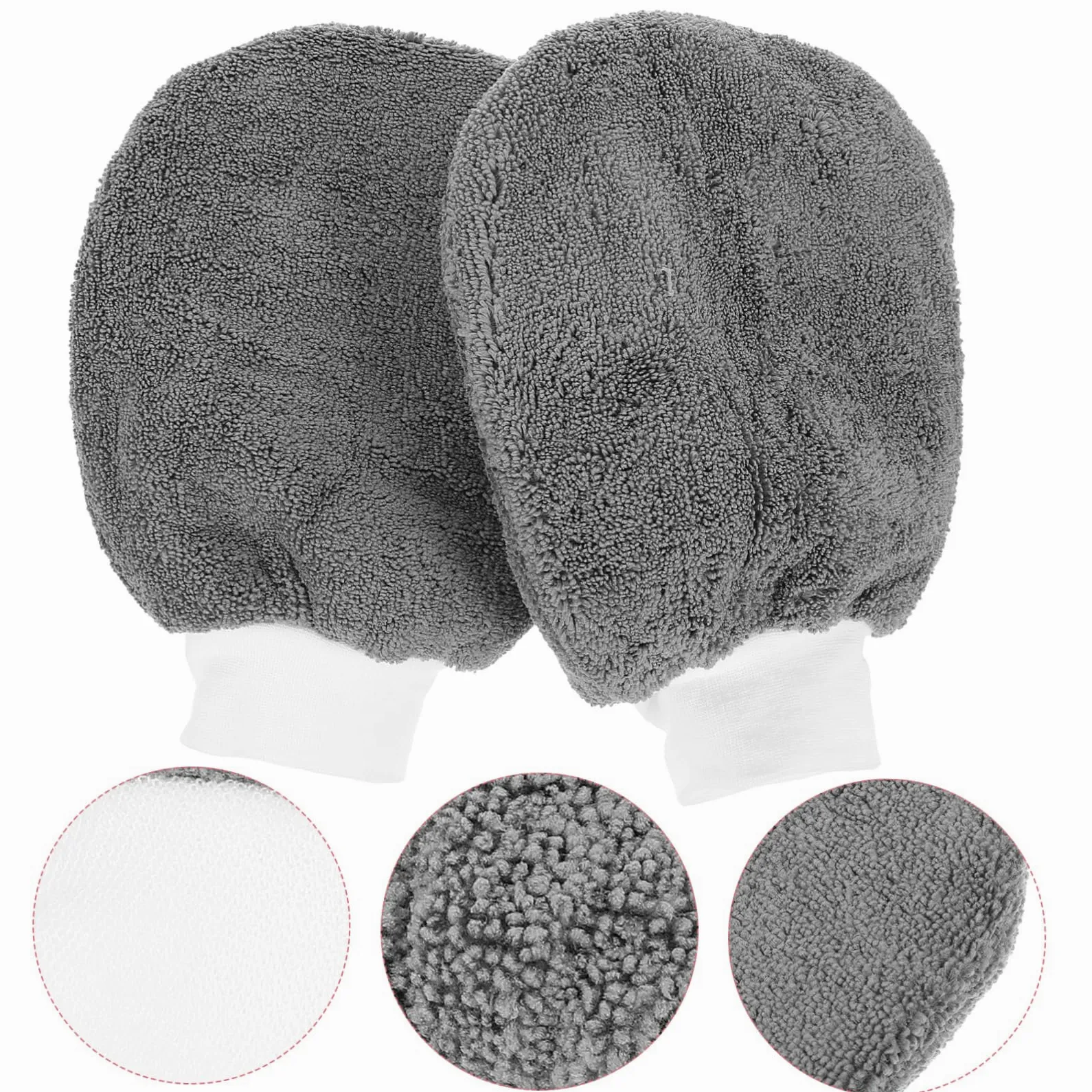 Amosfun 5 Series Guantes De Lavado De Microfibra Gruesos Y Redondeados para Limpieza De Automóviles Absorbente para Detalles Y Acabados 2 Piezas X 5