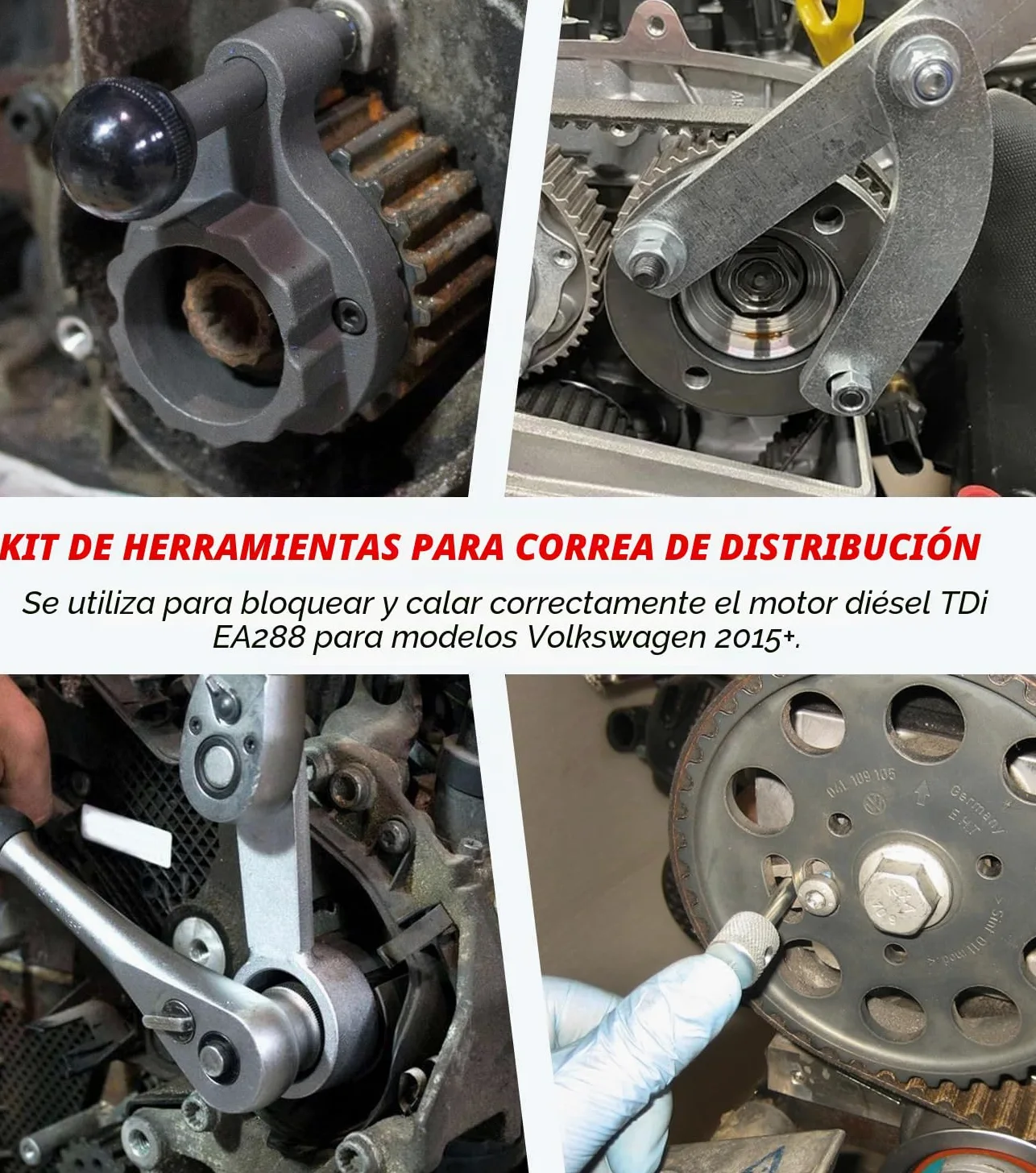 3830 Juego de herramientas para correa de distribución para VW/Audi TDI EA288 (CVCA/CRUA) - Incluye T10490, T10492, T10172, T10051, T3359