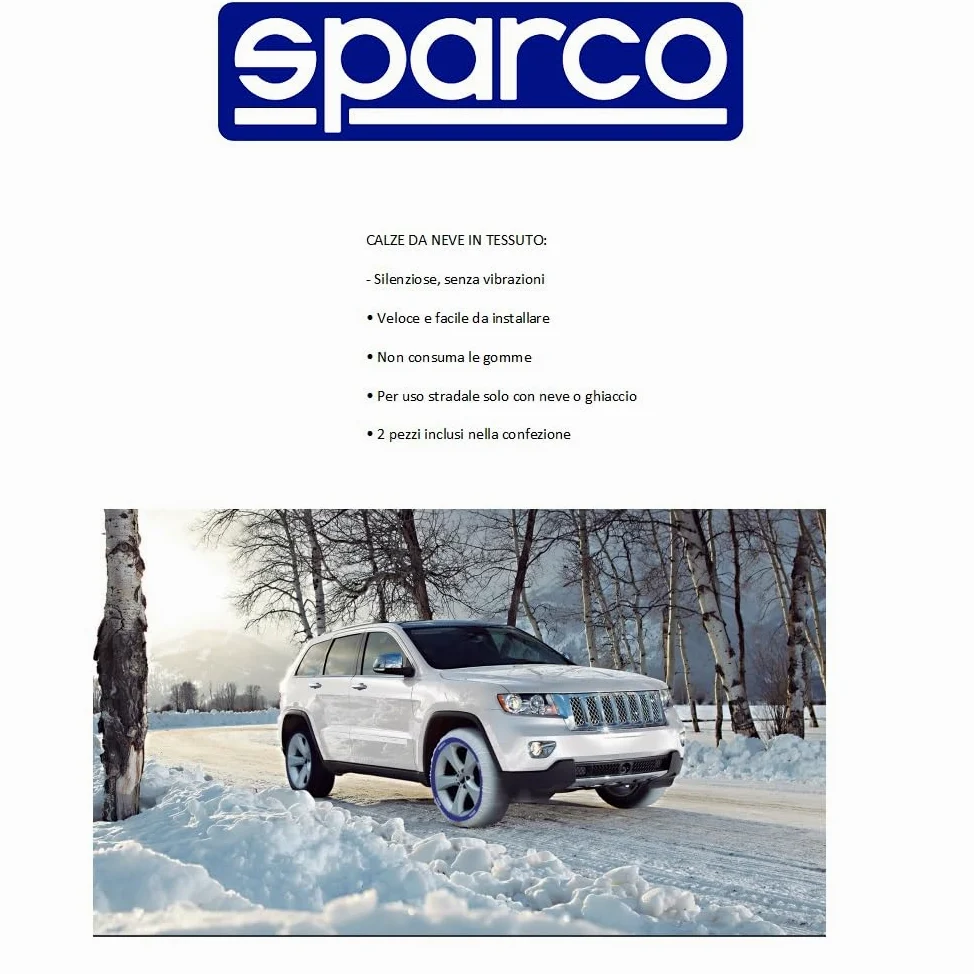 Calcetines DE Nieve para NEUMÁTICOS 275/60 R18 CALZANEVE Tamano XXL para Llantas DE Ruedas DE Coche PAR DE Calcetines DE Nieve Ice EN Tejido HOMOLOGADO SPARCO Silent Snow Socks Cadena DE REEMPLAZO