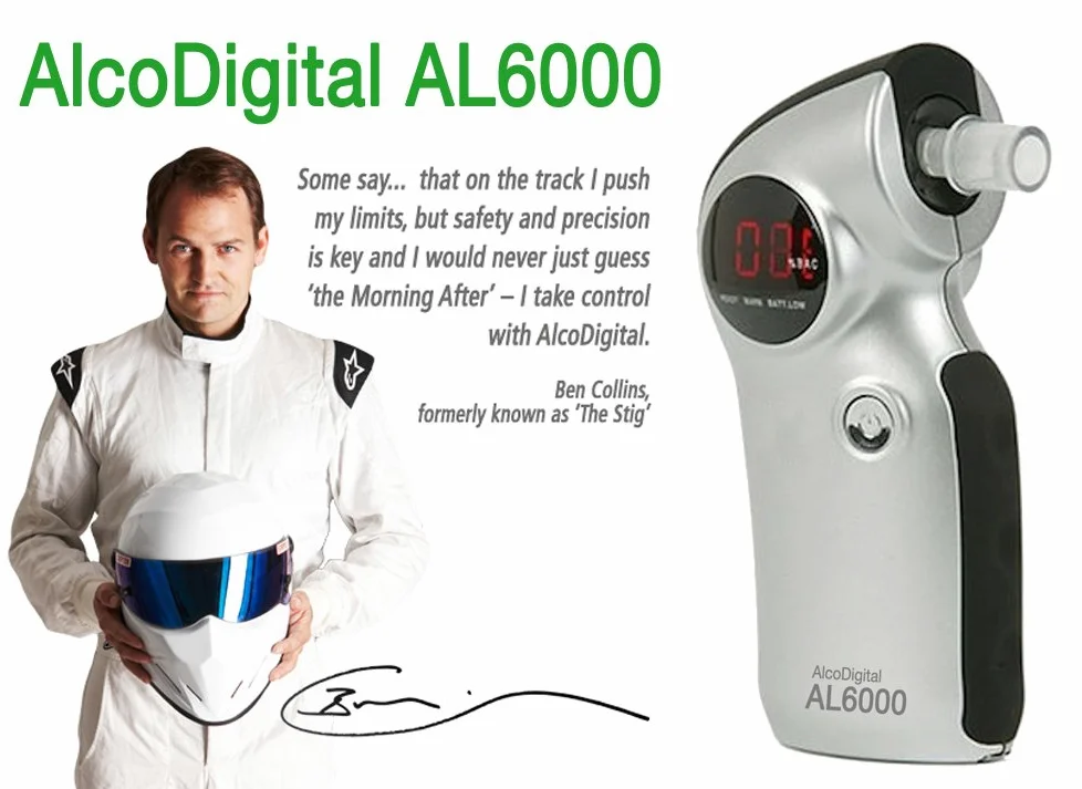 Alcoholímetro Digital Ace AL-6000 / Rango de medición: 0.00-4.00 Promille/Exactitud de la Medida: 0,01 promille/Sensor de semiconductor / 5 Boquillas Incluido ALKOMAT/Probador de Alcohol