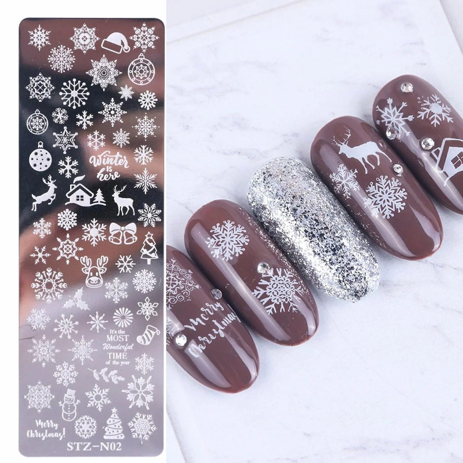 Piezas Nail Art Stamping Placas Uñas con Patrón Mariposa Flor Penacho para Salón