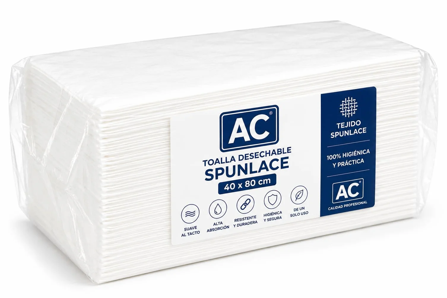 Toalla Desechable Spunlace 40x80 cm 100 unidades Blanco Suave Absorbente