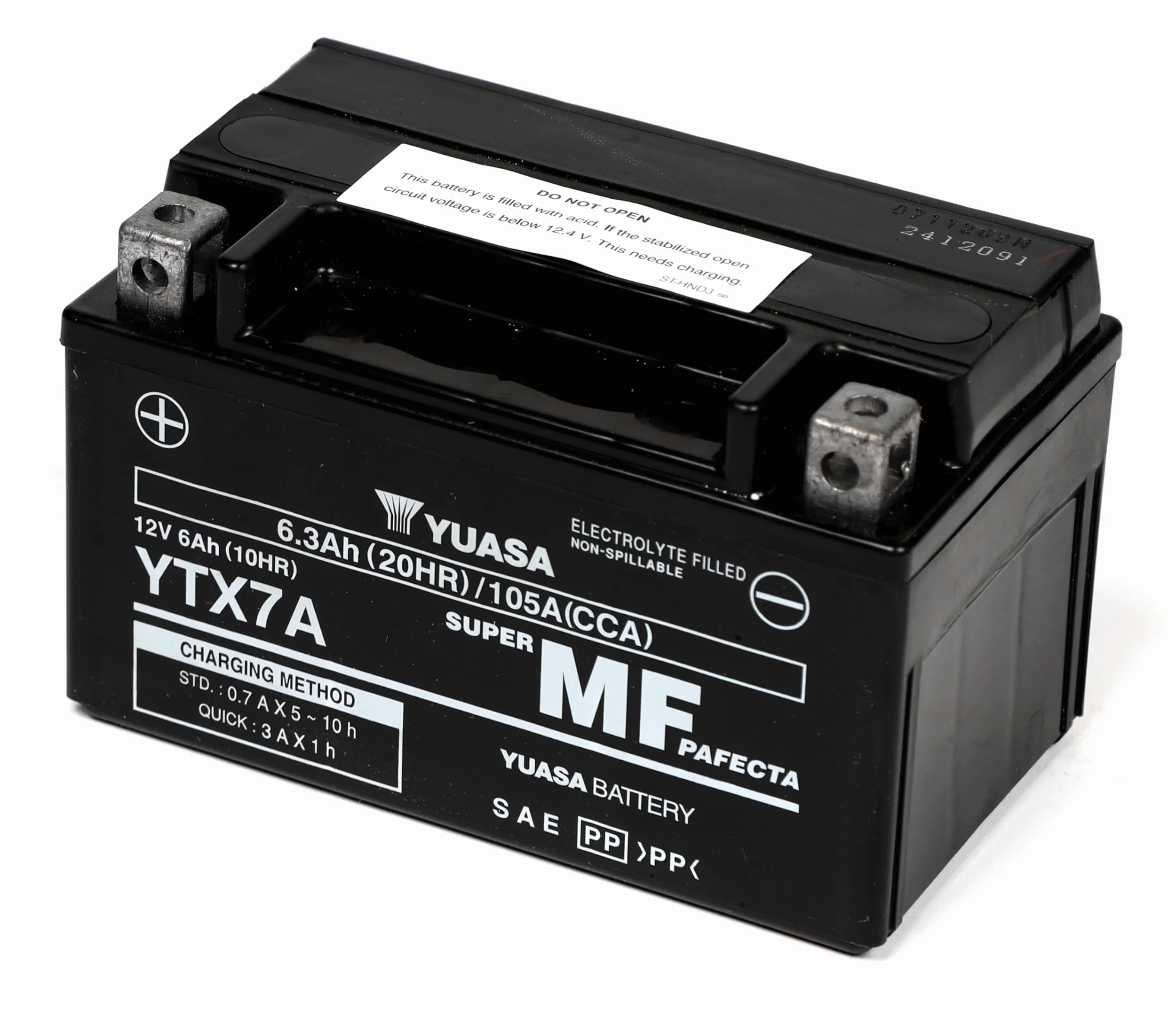 Yuasa YTX7A Batería de moto 12V 105 CCA AGM VRLA libre de mantenimiento