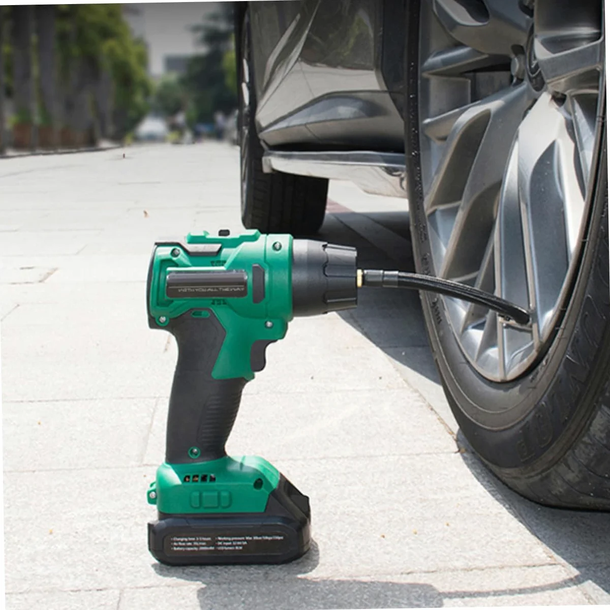 Cabilock Inflador Portátil para Coche Inalámbrico Pantalla Digital Verde | Cuerpo Abs, Agarre Cómodo y Diseño Ergonómico, bajo Consumo Medición Inteligente
