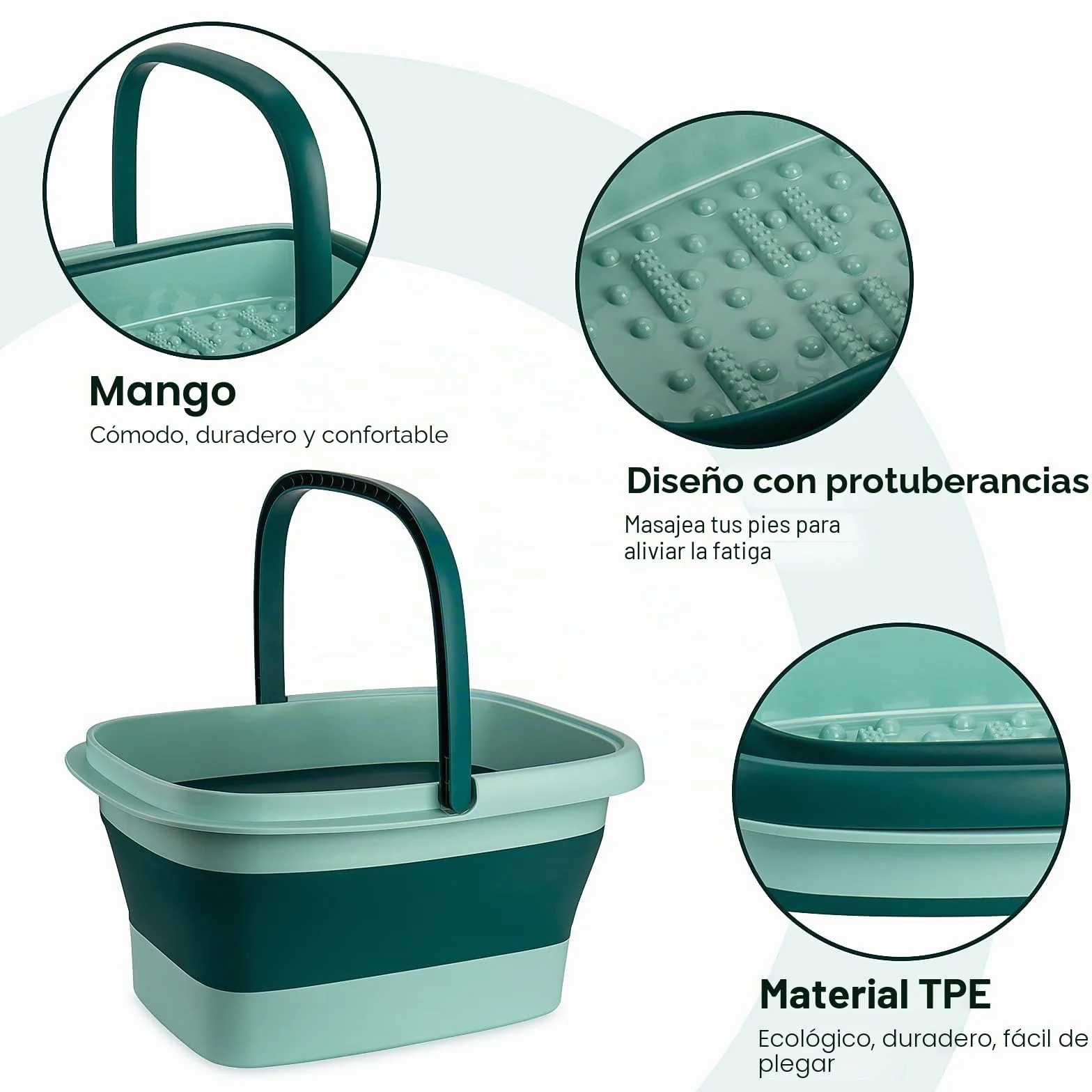 Hidromasaje Para Pies Plegable, Baño Portátil con Asa y Masaje