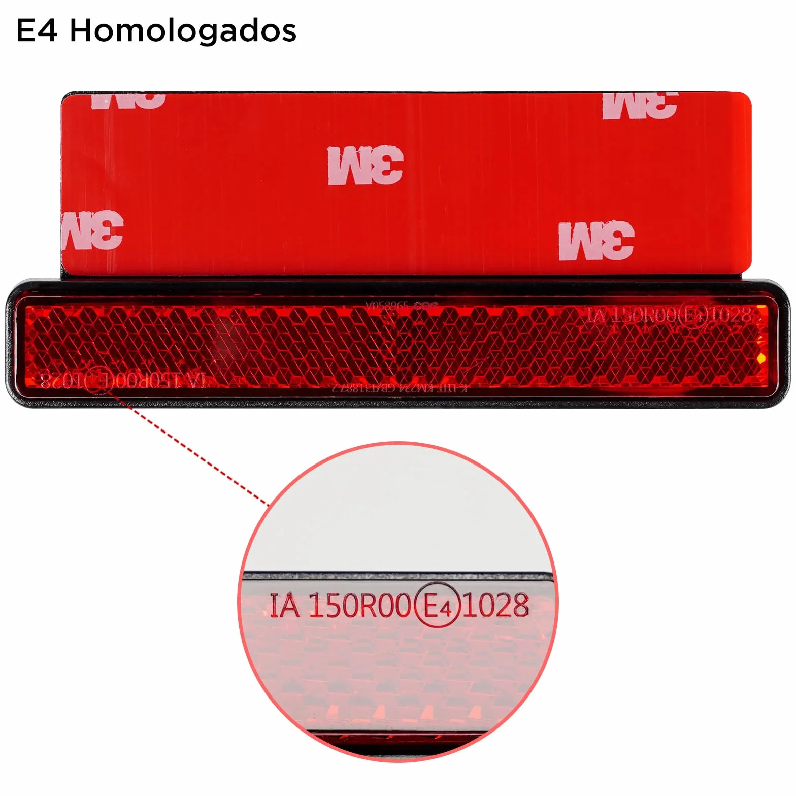 evermotor Catadioptrico Reflector trasero para motocicleta, Homologado E4, 2 piezas reflectoras de ojo de gato en la parte trasera con placa de aluminio autoadhesiva