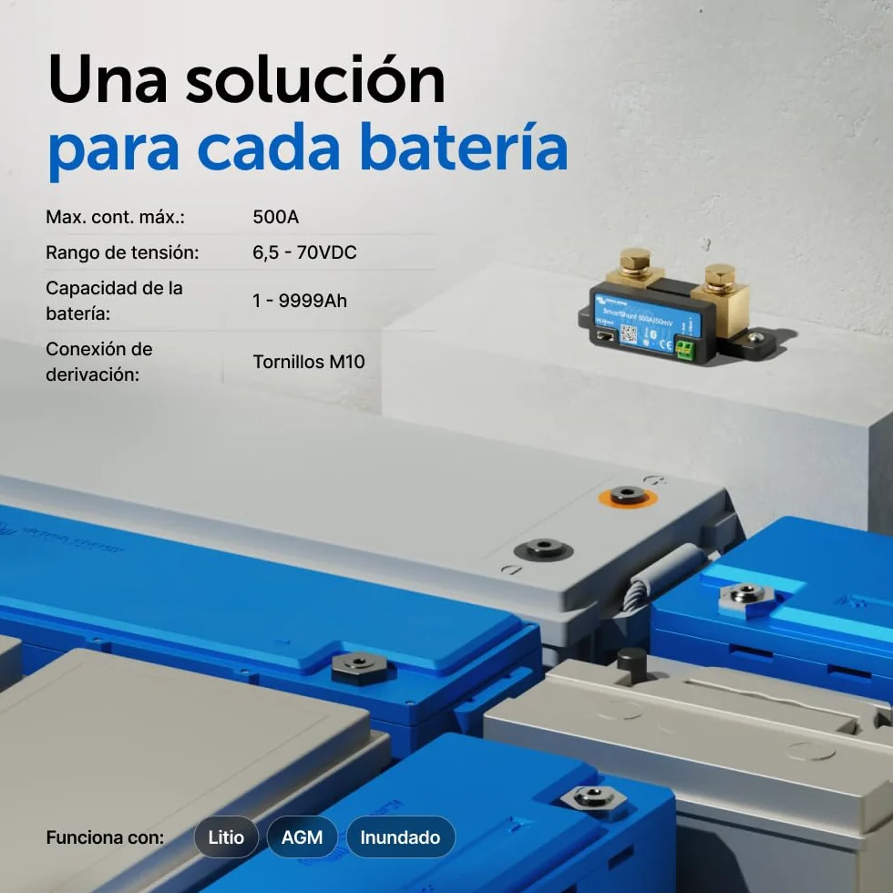 Victron Energy SmartShunt Monitor de Batería de 500 amperios (Bluetooth)