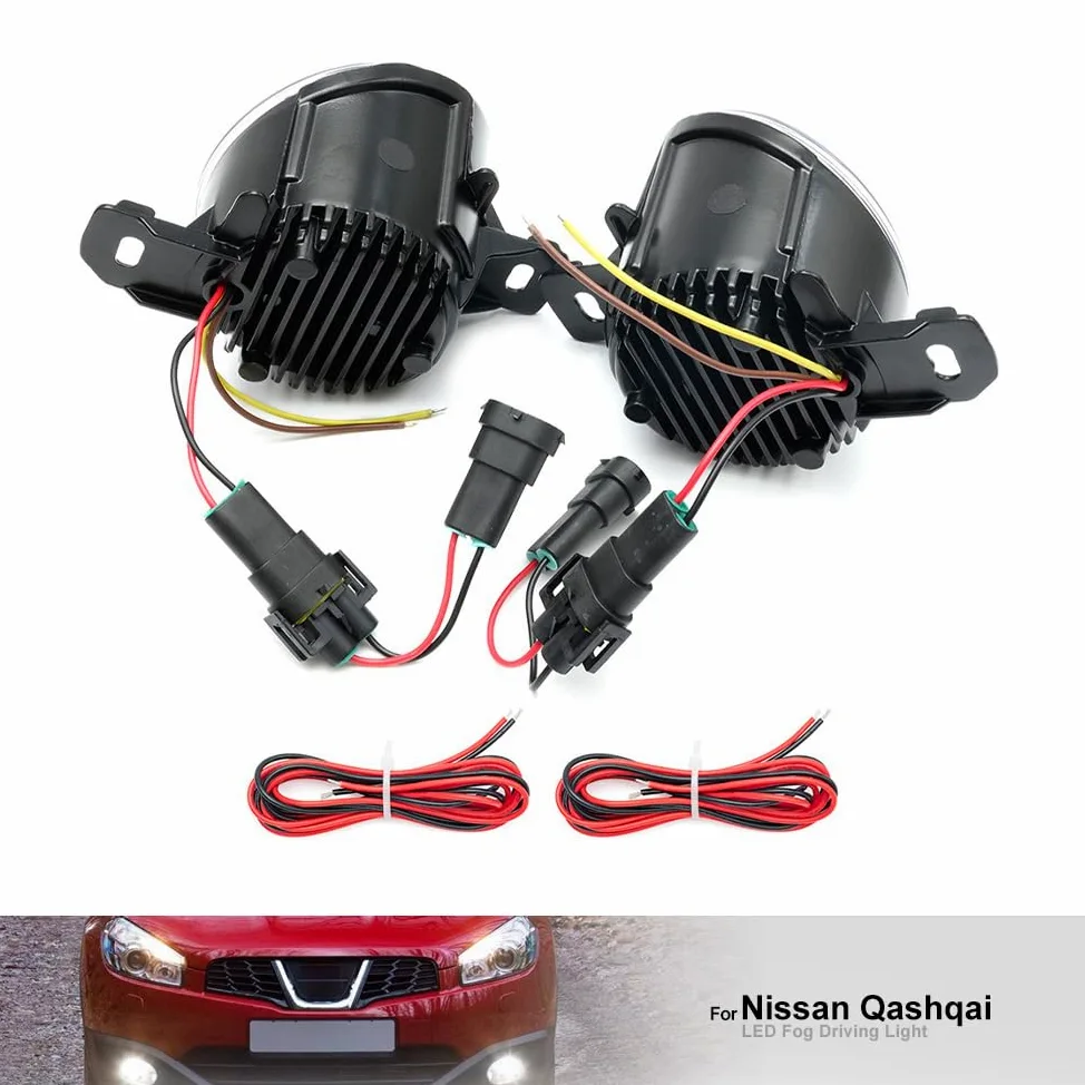 LED Lámpara antiniebla DRL Luz de circulación diurna para Ni.ssan Qashqai J10 Juke X-Trail Micra Reflectores de luz antiniebla del parachoques delantero Luces de señal de giro DLR 2x