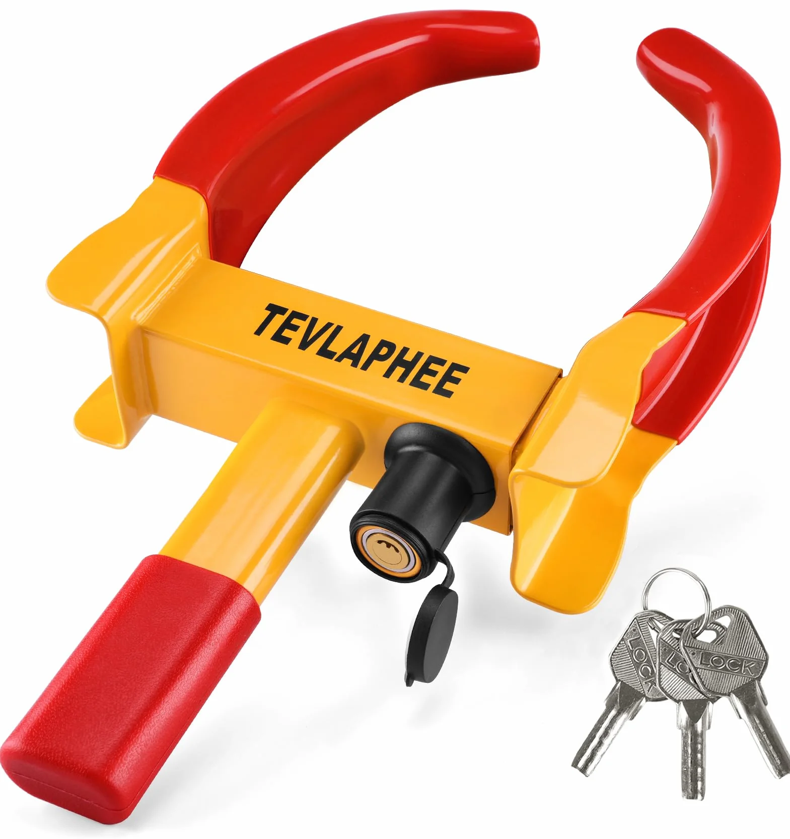 Tevlaphee Cepo Antirrobo Rueda Coche Remolque Caravana Reforzado Universal Ajustable Protección PVP Cerradura Antitaladro