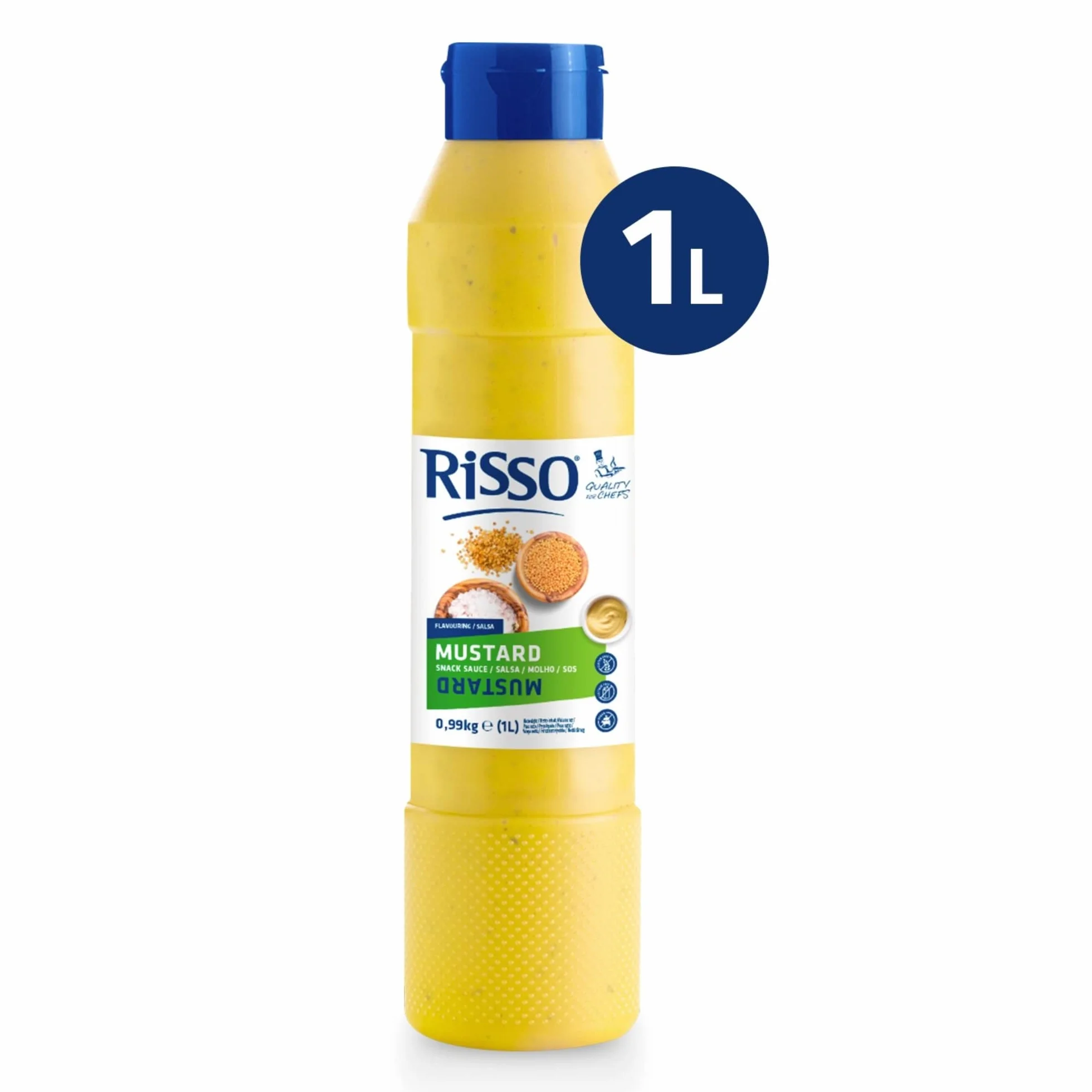 Risso Mostaza Salsa a Base de Semillas de Mostaza Bote 1 L Vegano Sin Gluten