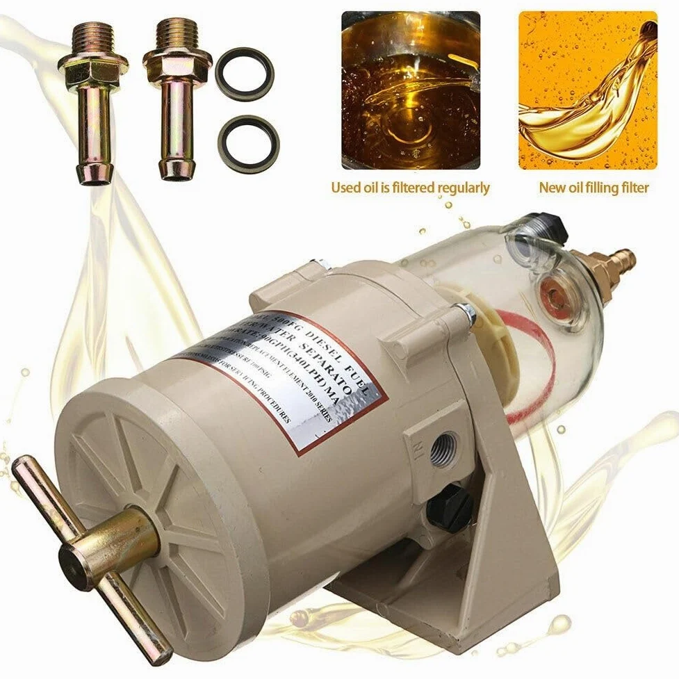 Filtro Diesel para Coche Filtro de combustible diésel para motor marino 500FG 500FH, separador aceite/agua, barcos marinos, camiones 90GPH para coche Filtro Gasoil(With heating rod 24v)