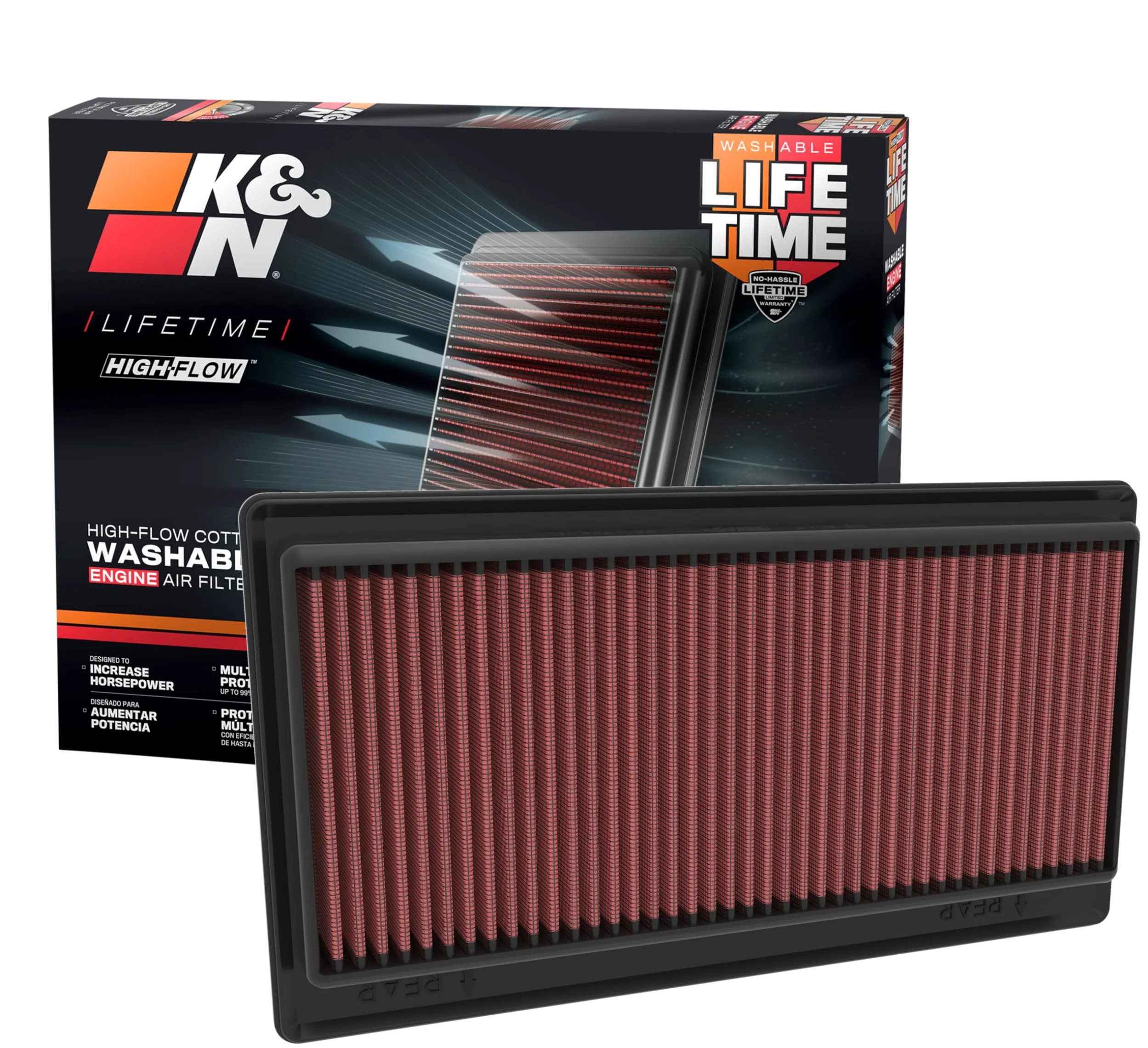 K&N Filtro de aire del motor: alto rendimiento, premium, lavable, filtro de repuesto: compatible con Acura MDX 2022-2023, 33-5117