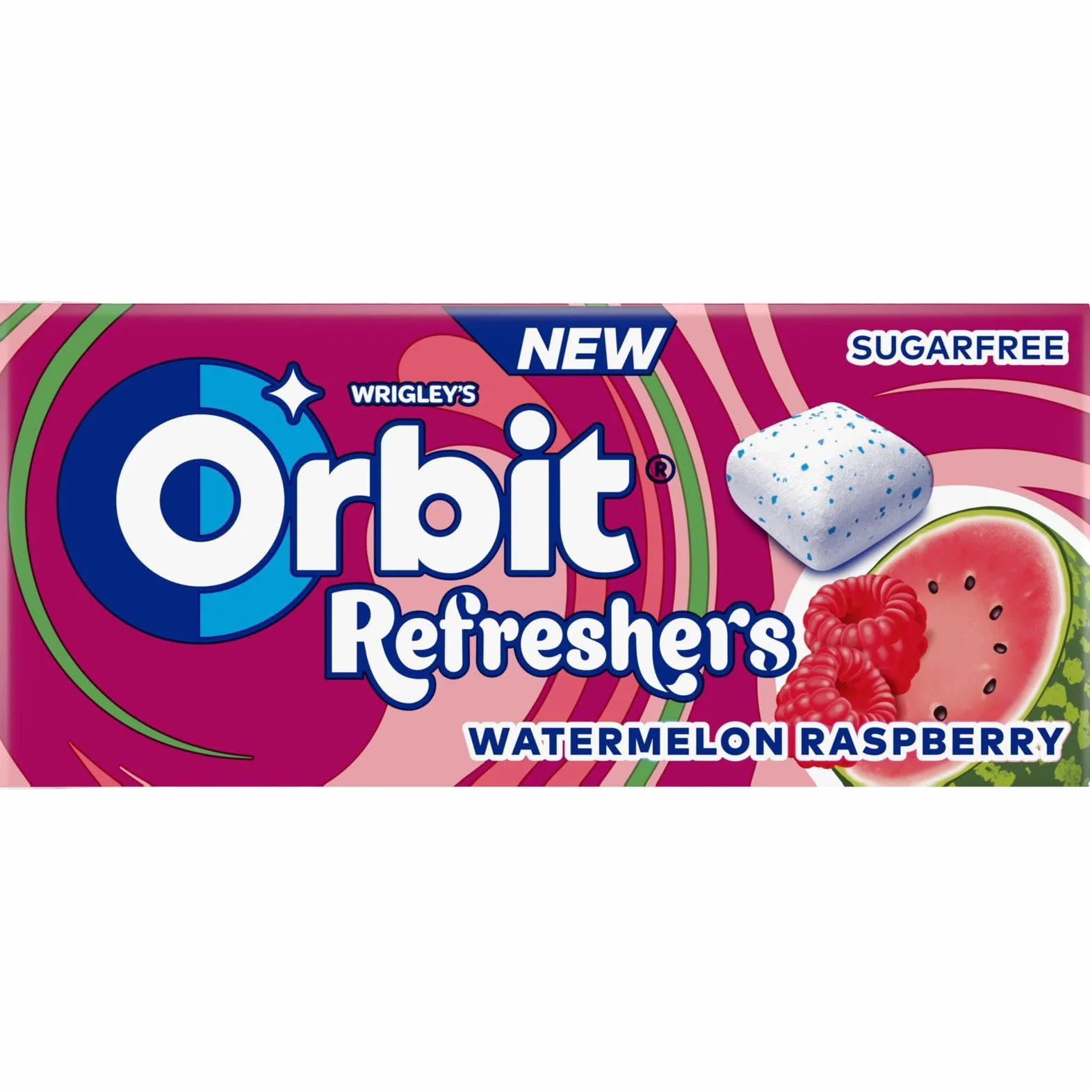 Orbit Refreshers Chicles sin azúcar sabor sandía y frambuesa, 16 paquetes