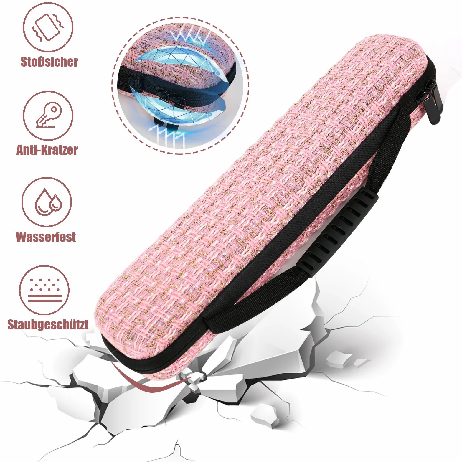 Portátil bolsa de almacenamiento EVA para plancha de pelo, carcasa rígida maleta doble cremallera
