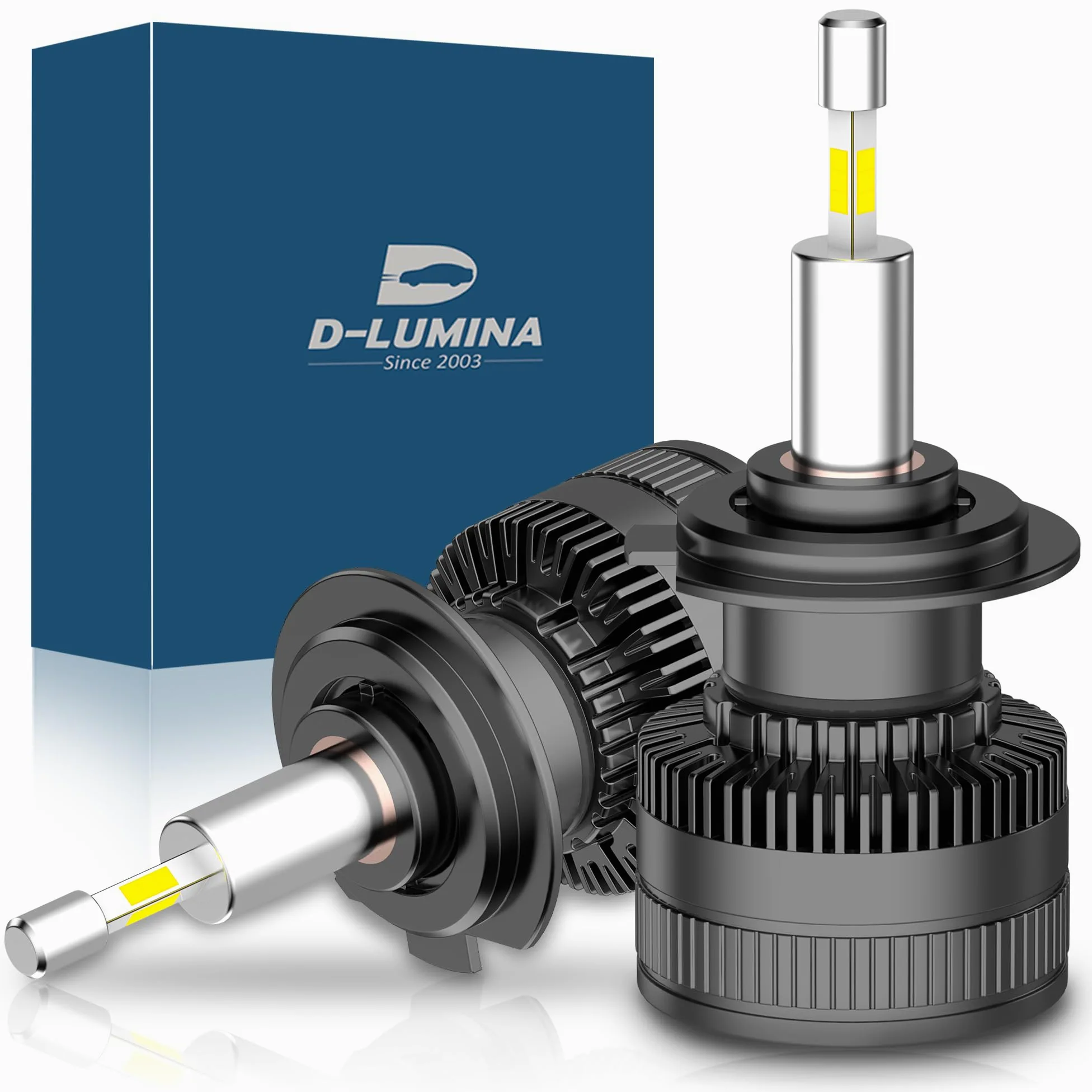 D-Lumina H7 Bombilla LED 360° 120W 20000LM 6500K Kit de Faros Delanteros Superbrillantes de Repuesto para Luces Halógenas de Luz Alta y Baja para Coche de 12V, 2 piezas