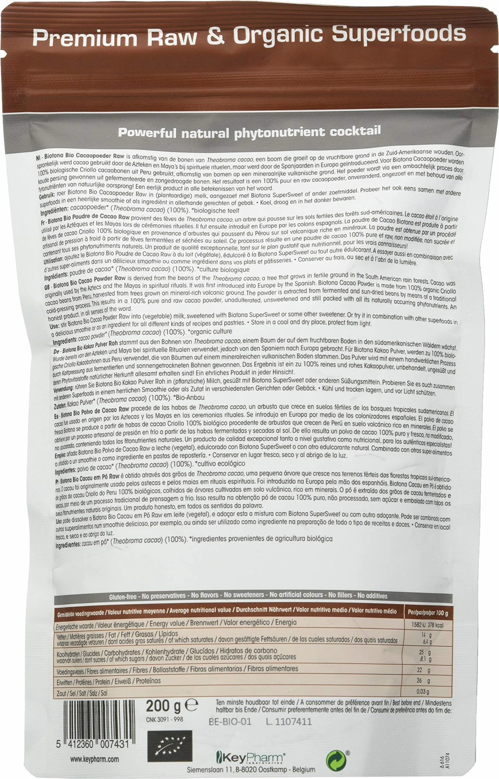 Biotona Cacao Raw Powder 500 g