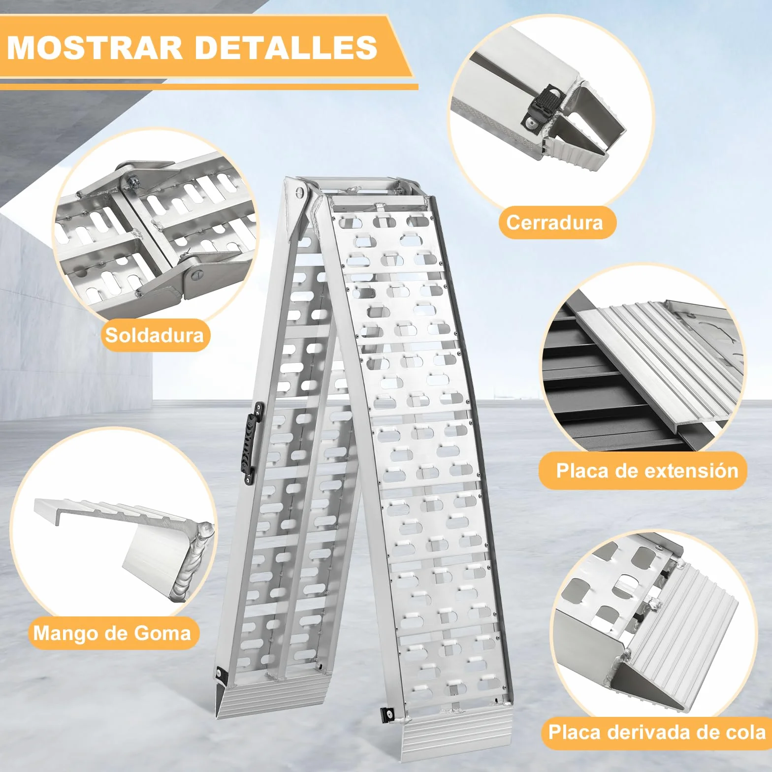 gardhom Rampas de Carga Plegable Duradero Aluminio Rampa Moto 180x28x4.5cm 340kg Rampas para Coches, Bicicletas, Remolques, Cortadoras de Césped, Cillas de Ruedas