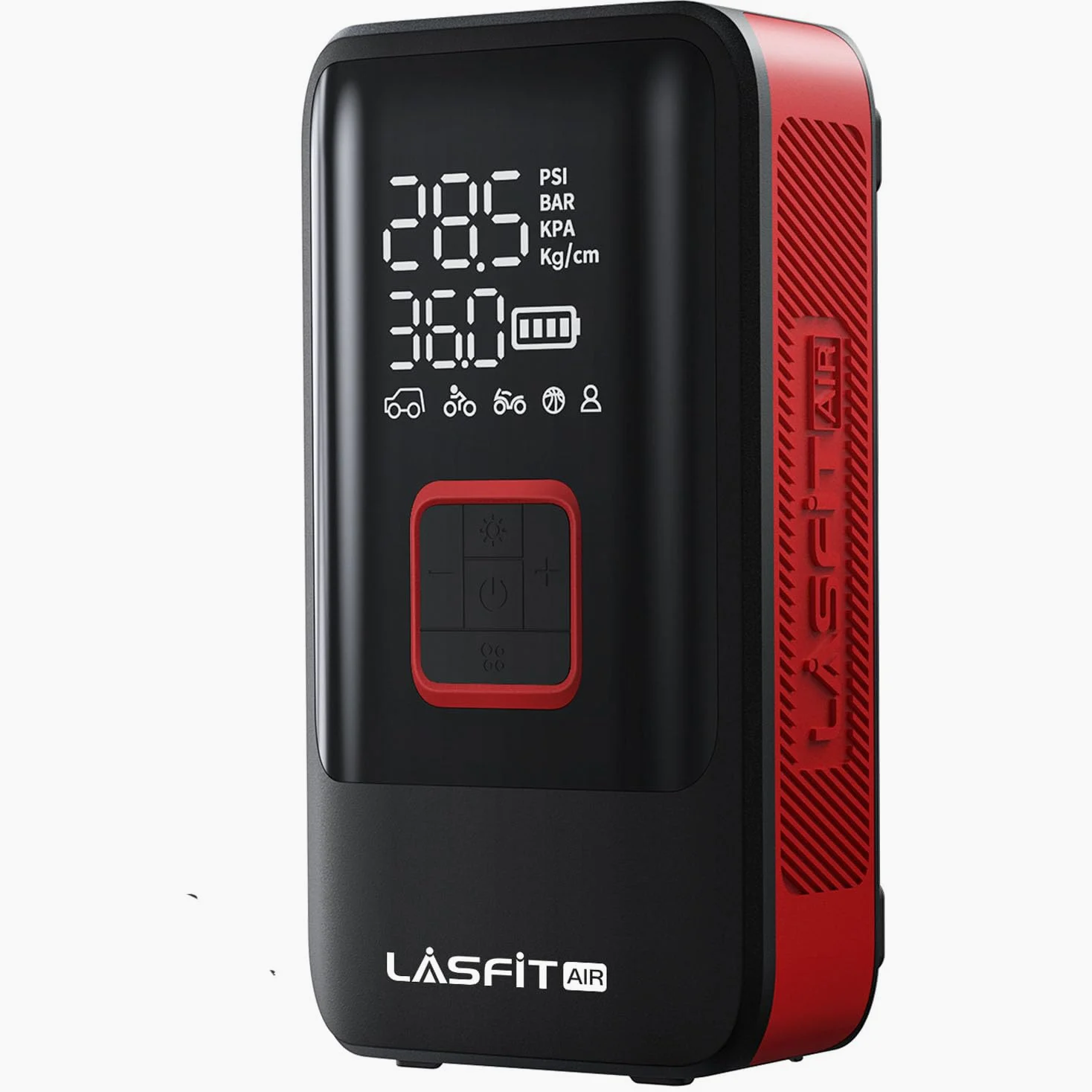 LASFIT TK1 - Compresor de aire para coche [5 veces inflado rápido] Inflador de neumáticos de 150 PSI con medidor de presión digital, parada automática inteligente para camioneta, SUV, sedán