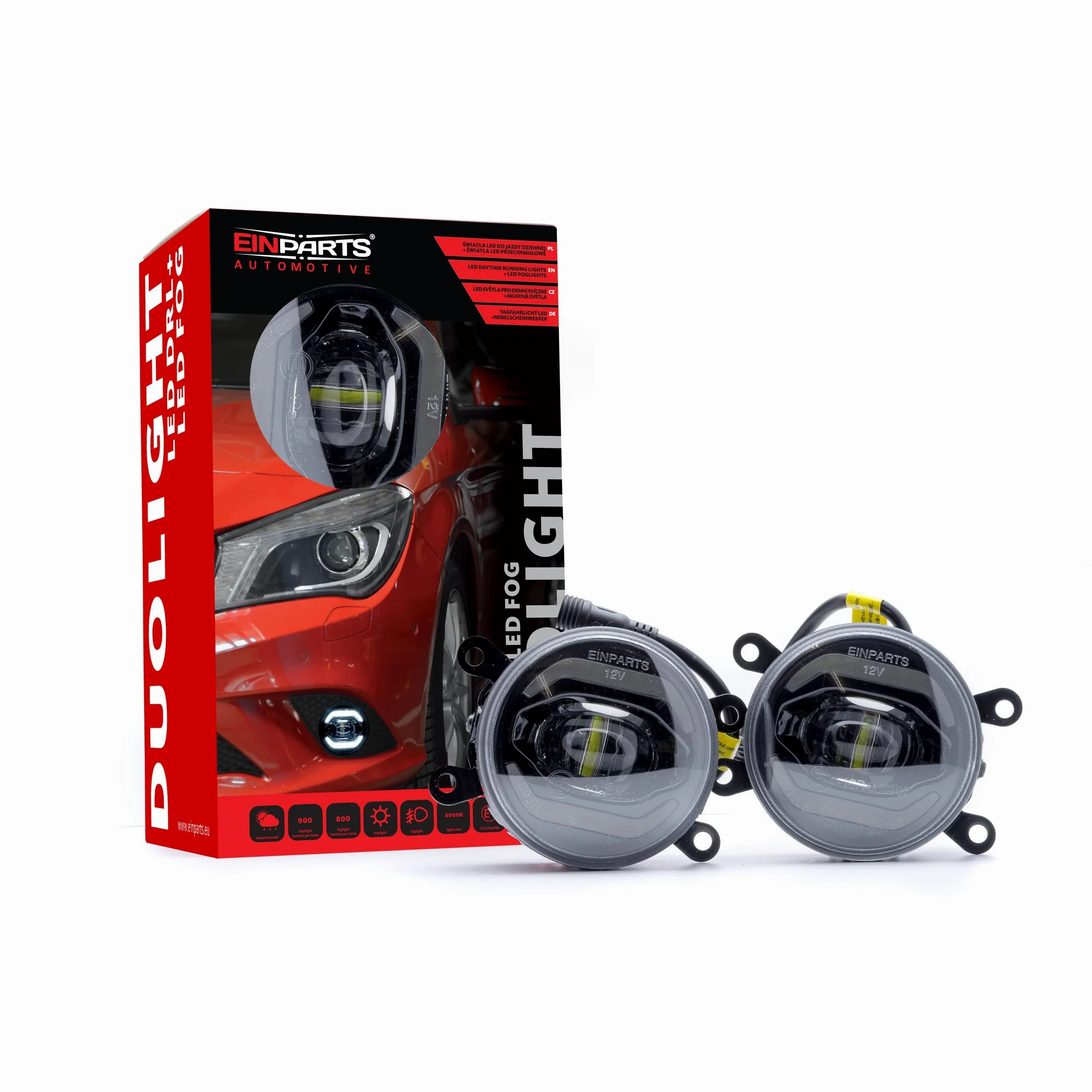 EinParts 2 en 1 Luz de circulación diurna del coche LED con certificado E4 R87, Luz Antiniebla Delantera Para Citroen, Dacia, Nissan, Opel, Fiat, Peugeot, Renault, Ford, Honda, Suzuki, Mitsubishi