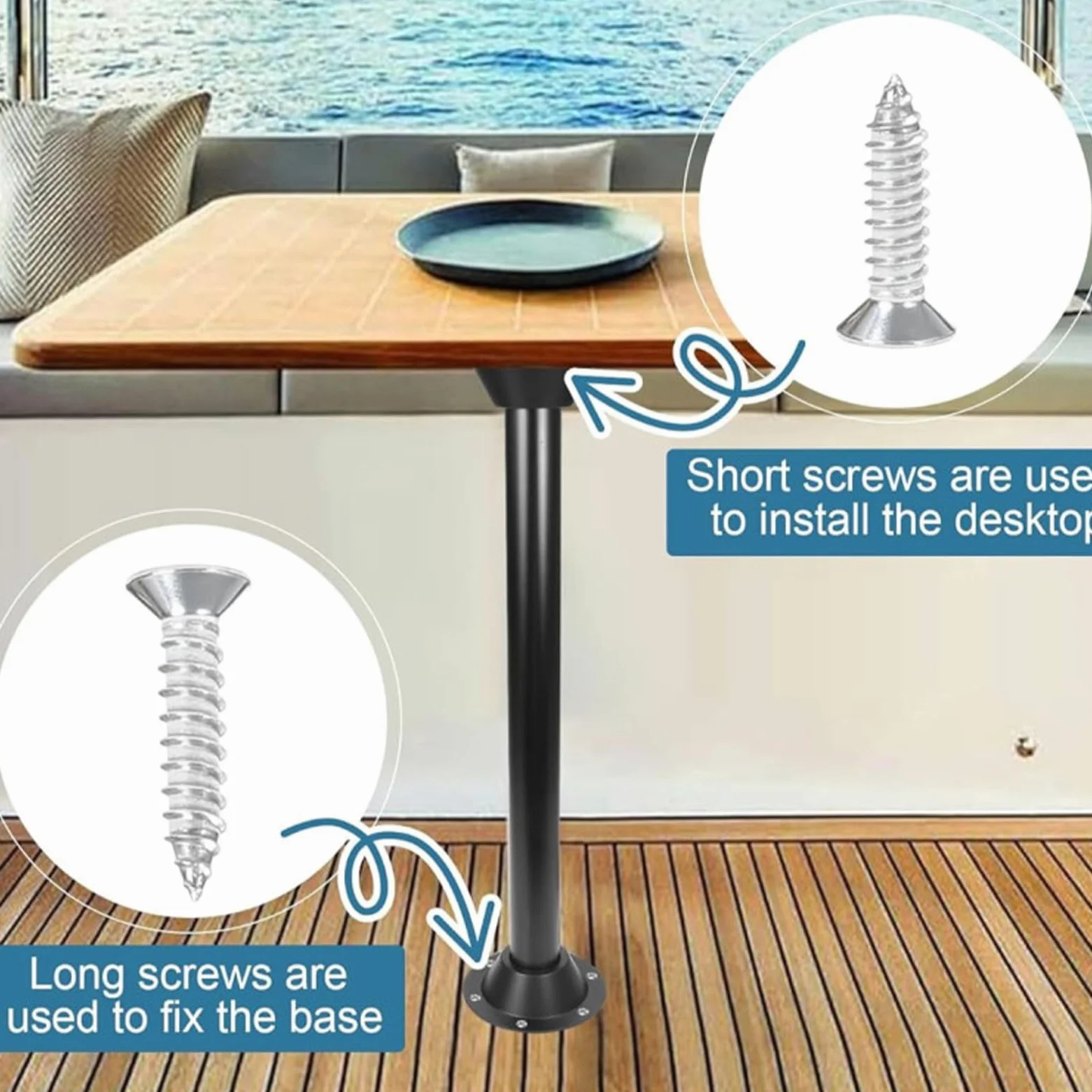Montaje de mesa RV, aleación de aluminio Montaje y pierna de la base de la mesa RV, accesorios interiores de vehículos recreativos de servicio pesado, base de soporte de pedestal de mesa para barcos d