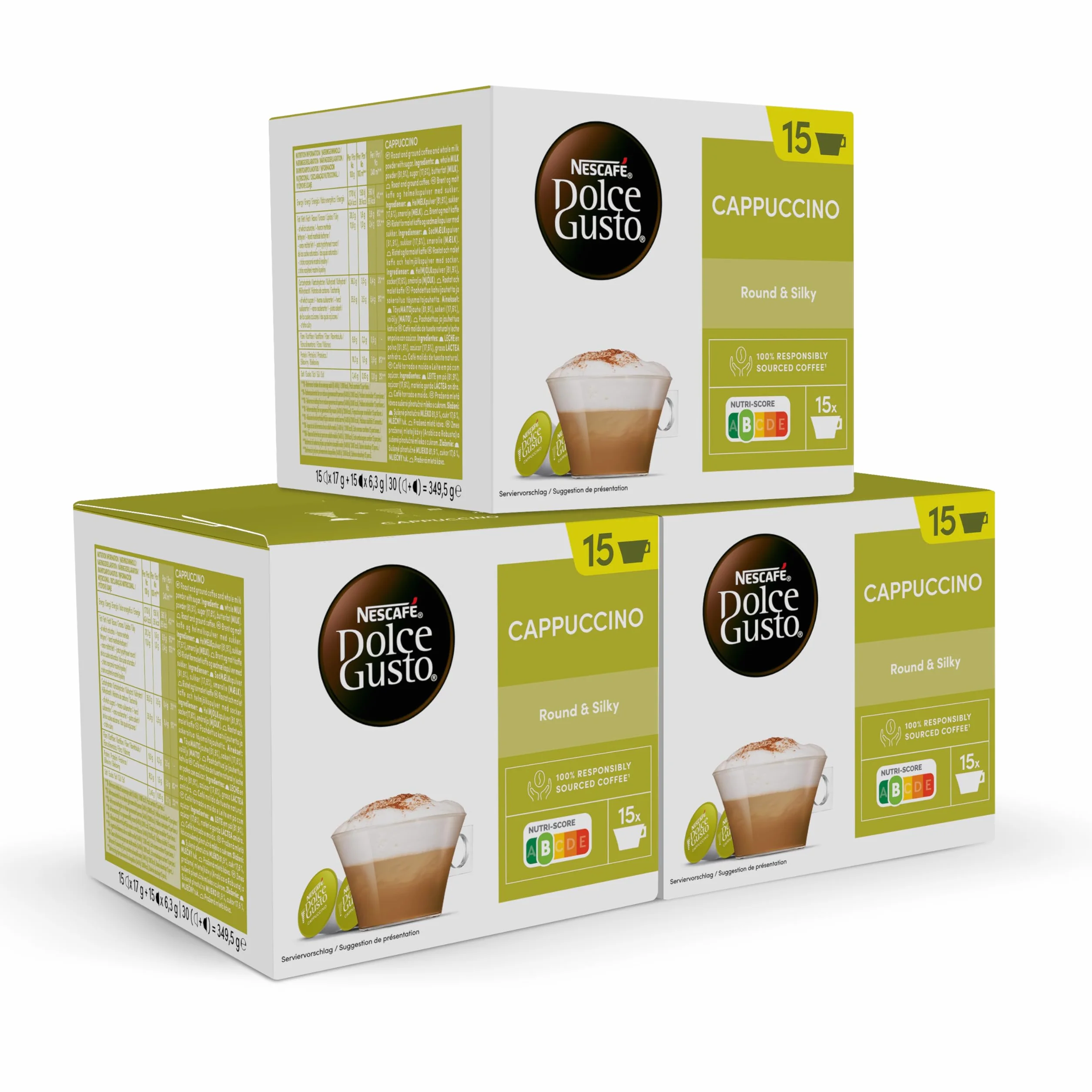 NESCAFÉ Dolce Gusto Cappuccino Cápsulas de Café 90 Cápsulas 45 tazas Clásico Italiano