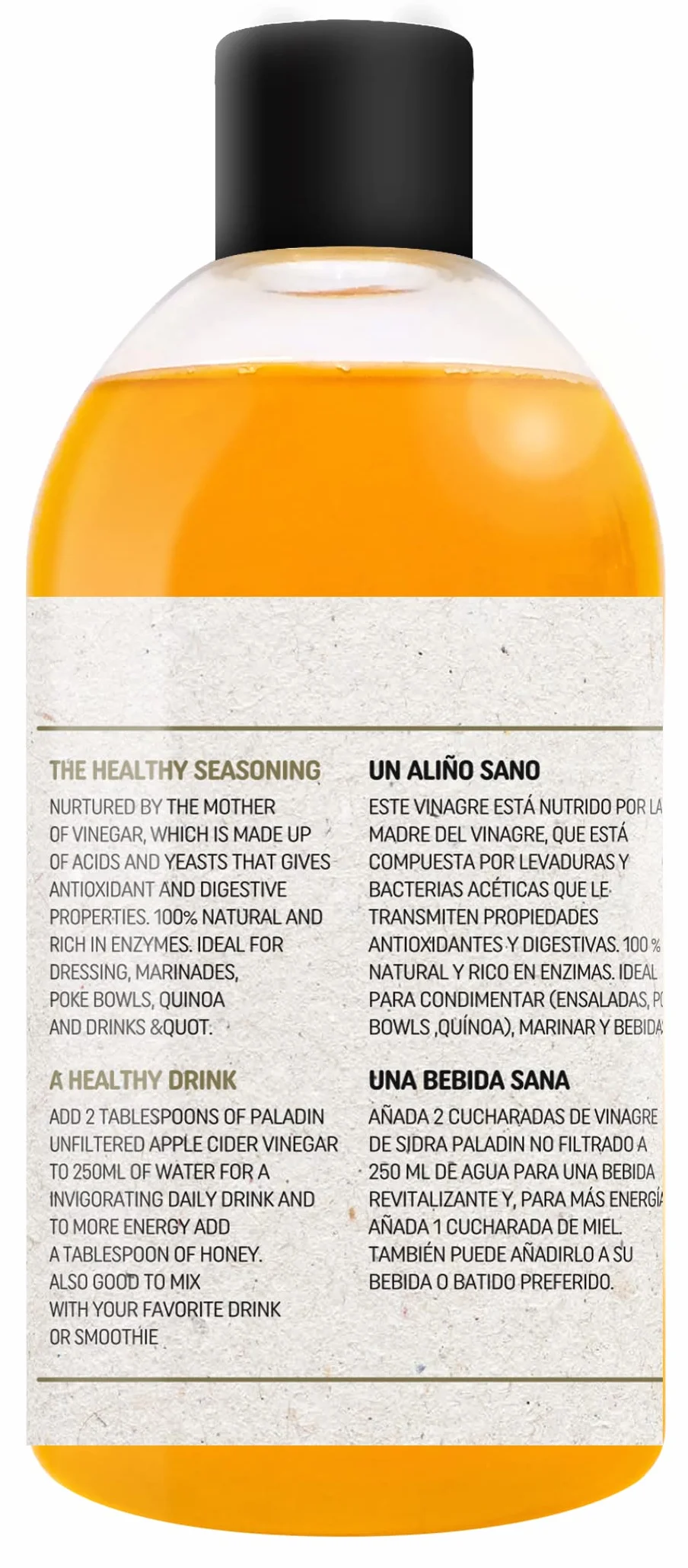 PALADIN VINAGRE DE SIDRA DE MANZANA SIN FILTRAR 500ml CAJA 6 UNIDADES